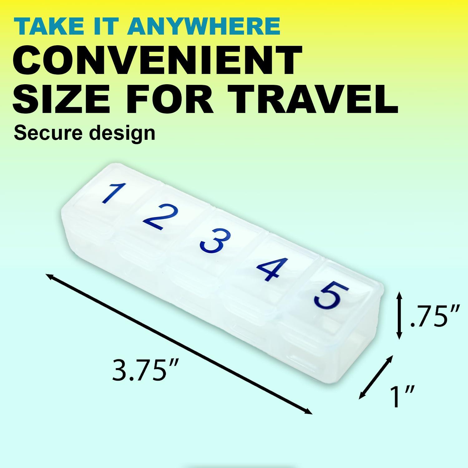 e-pill Medication Reminders 5 X Per Day Pillbox Organize and Dispense all your pills up to five times per day with this e-pill pill box.