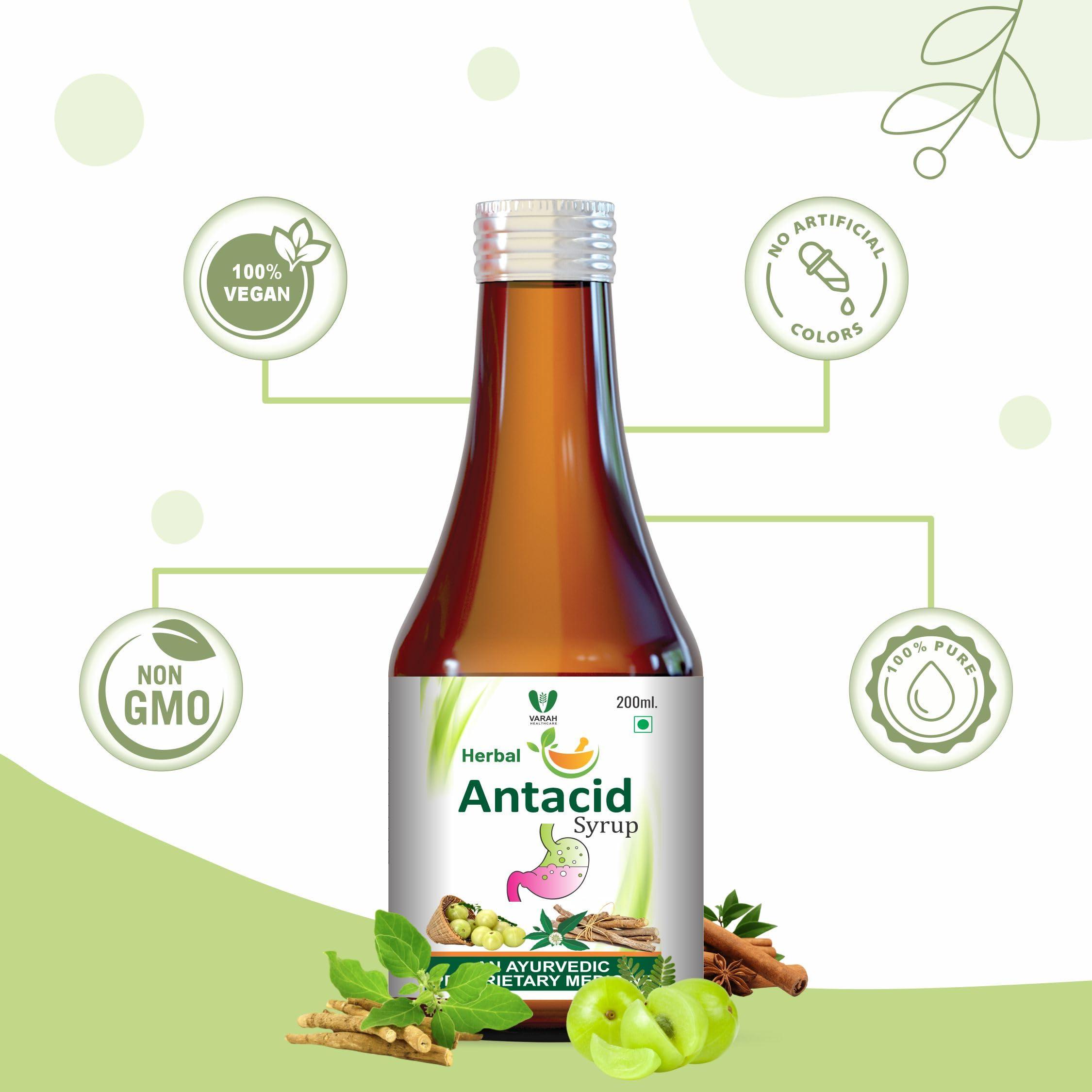 VARAH Varah Healthcare - Natural Antacid for Indigestion | Herbal Antacid Syrup for Heartburn & Acidity Relief | Ayurvedic Digestive Support | 200ml