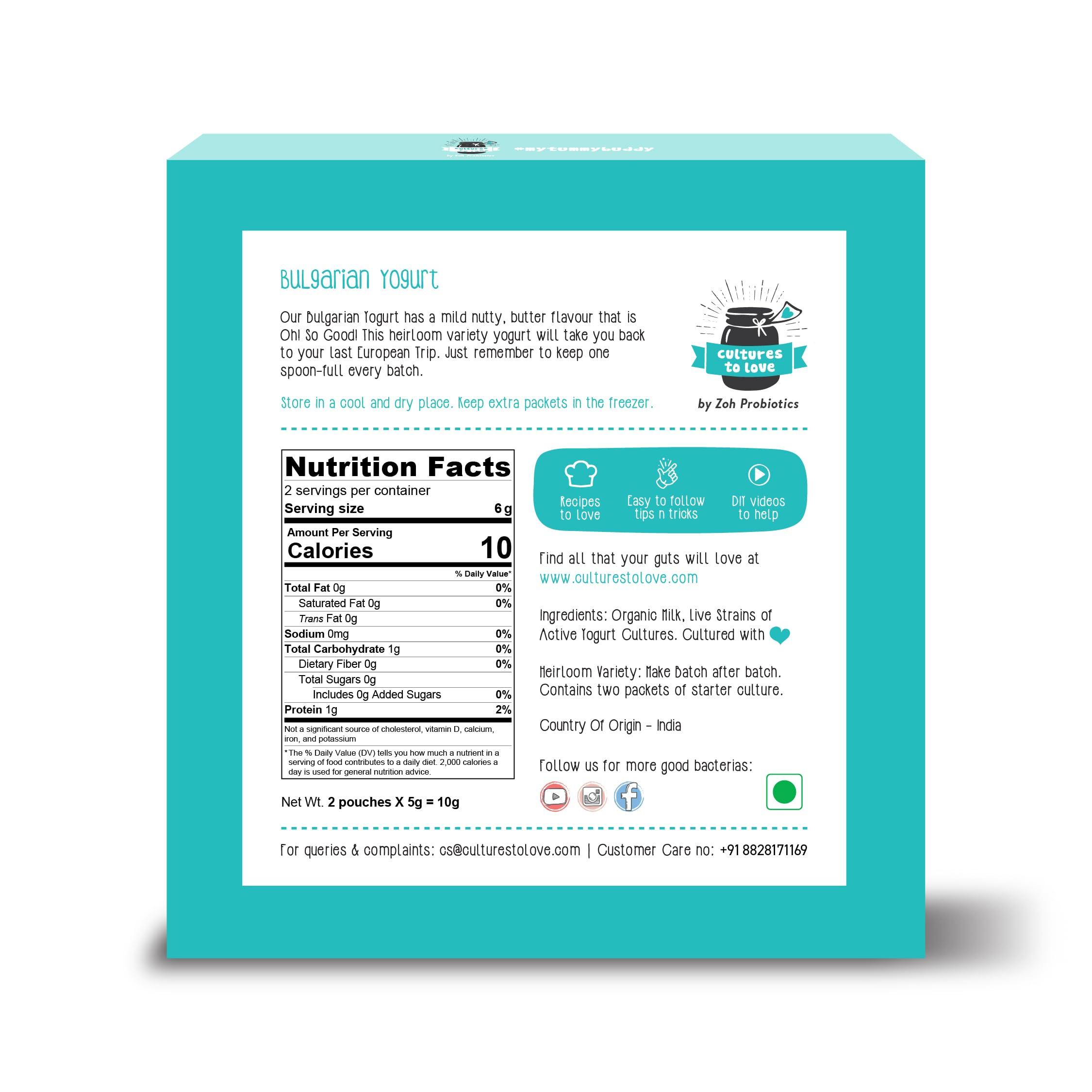 Zoh Zoh Probiotics Bulgarian Yogurt Starter Culture - Experience Heirloom Quality and Unforgettable Creaminess - Create Homemade Delights with Ease