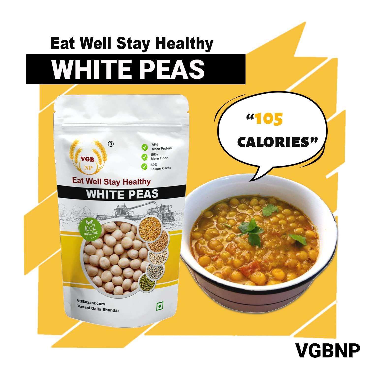 VGBNP VGBNP Natural White Peas Whole (Safed Matar) Unpolished Pure Sabut Matar, Dried Safed Matar (Sukha Matar | Vatana | Matar dal) Healthy and Immunity Builder White Peas-2kg