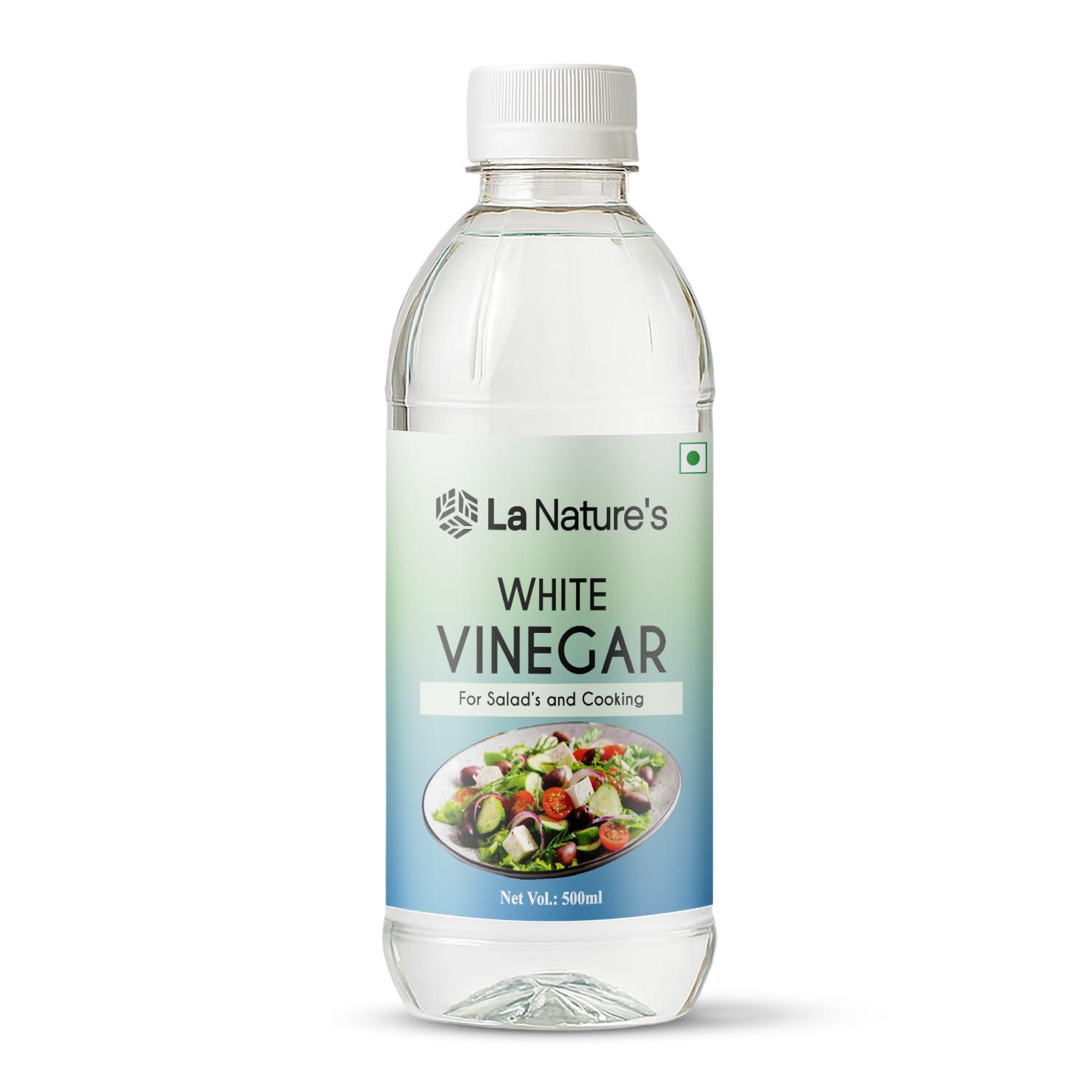 LA NATURE'S WE CARE YOUR HEALTH La Nature\'s We Care Your Health Distilled White Vinegar 500 Ml Versatile Cooking Aid Natural Cleaner Best For Salad Dressing And Cooking Helps In Digestion Boost Immunity With 5% Acidity 500 Ml