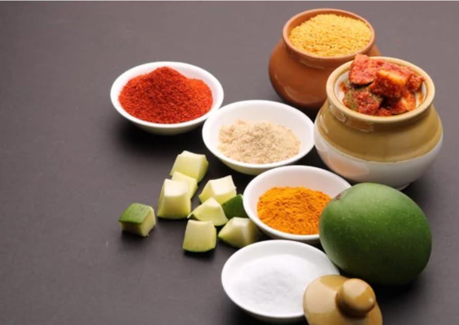 Double Hathi Double Hathi Gol Keri Homemade Masala Achar Masala Pickle Masala | Mango Pickle, Vegetarian | Delicious in Taste, No Artificial Color Or Preservatives (500 g)