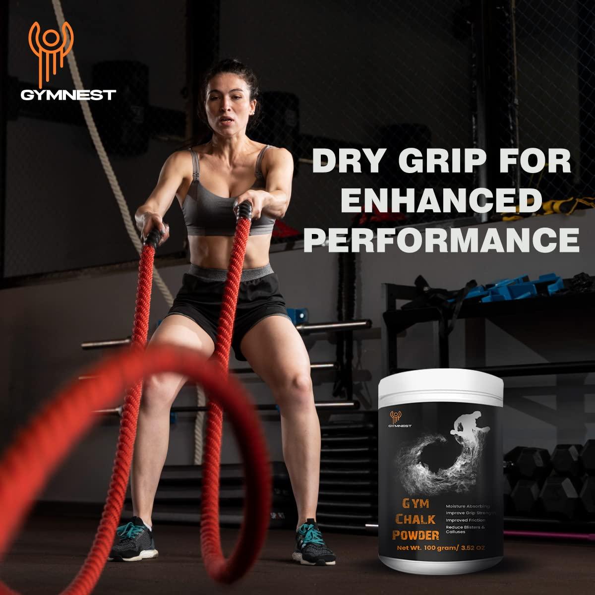 Gymnest Gym Chalk Powder 100 Gm for Workout, Weightlifting, Powerlifting, Gymnastics, Long Last Gripping, Avoiding Slippery Hands, Make Crushing Blocks, Refined Compressed Magnesium Carbonate Superior Grade