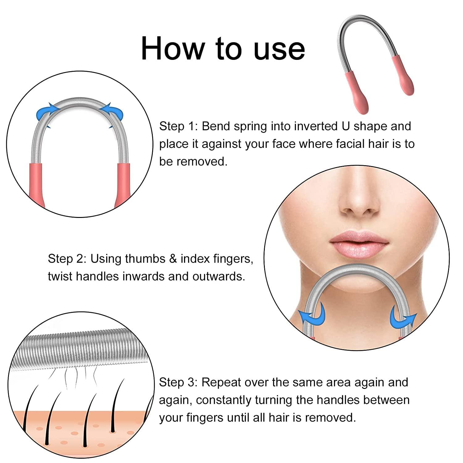 AIMERS Aimers Facial Hair Remover for Women Spring Stick For Women Remove Unwanted Hair on Upper Lip, Chin, Face, or Neck Hair removal Epilator Threading tool 1pc