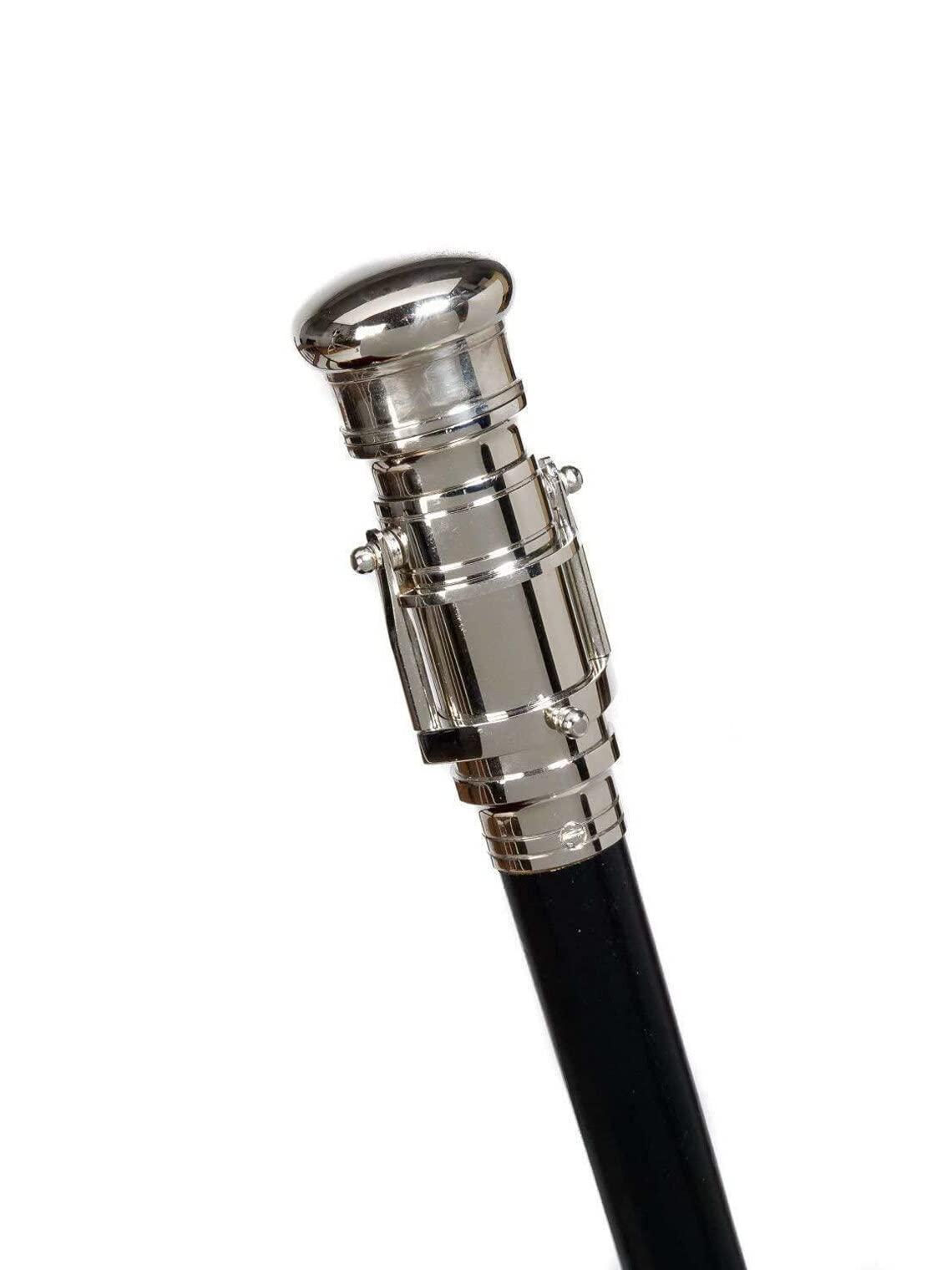 NavaFresh Basics A N H Nautical Spy Telescope Steampunk Design Walking Cane Brass Handle Victorian Wooden Walking Stick Handmade Gift Foldable Walking Stick, Chrome Finish, 36 Inch