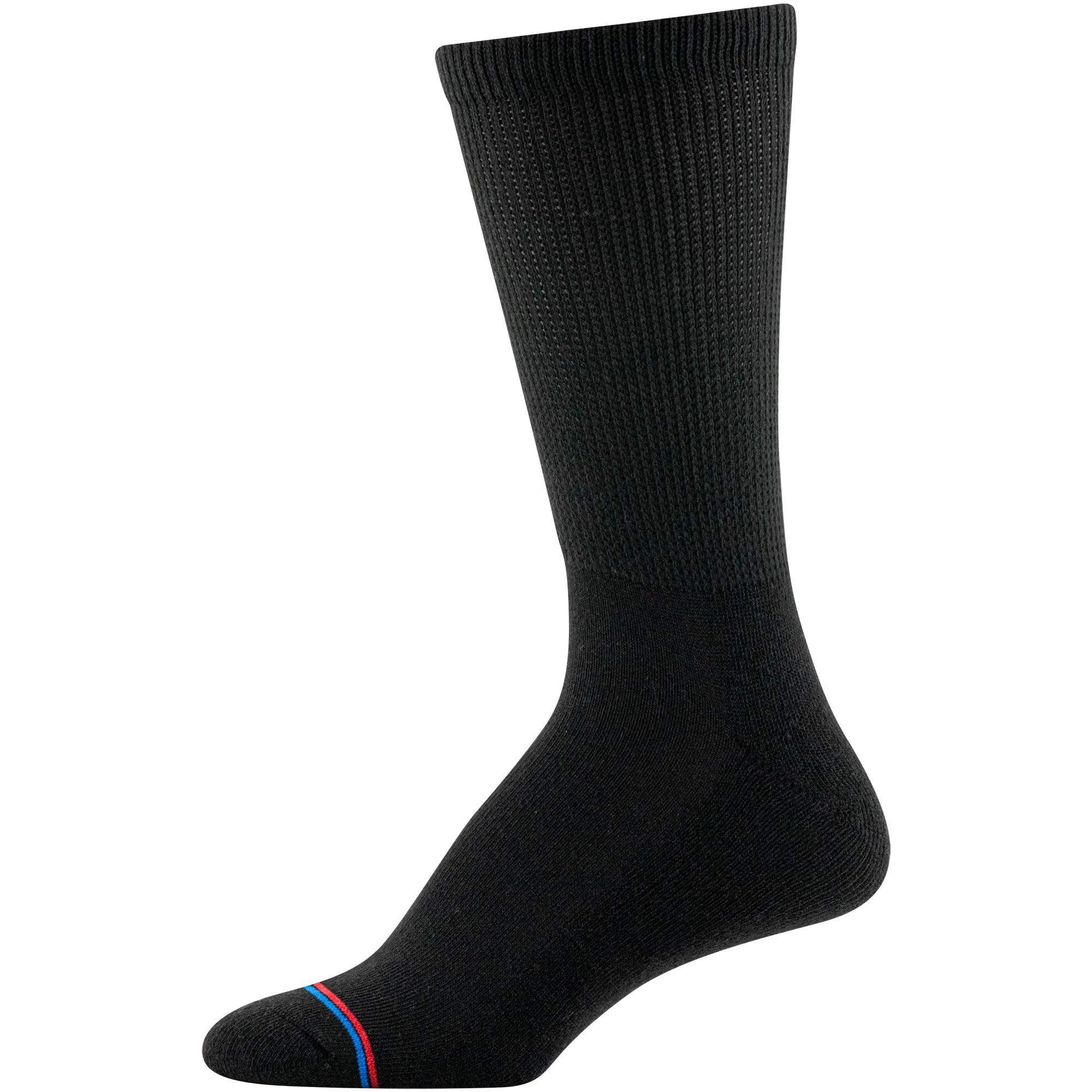 MediPeds PEDS Women\'s Diabetic Crew Socks with Non-Binding Top and Cushion Sole 4 Pairs, Black, Men\'s 9-12/Women\'s 10-13