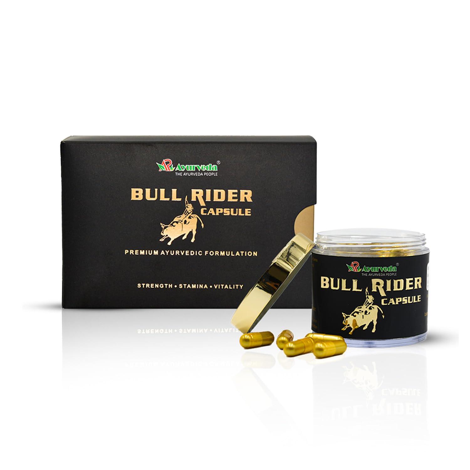 A R Ayurveda A R Ayurveda Bull Rider Capsule For Strength, Stamina and Immunity| 100% Ayurvedic| Stamina Booster| Contains Shilajit, Ashwagandha and Vangbhashma|Premium Energy Booster Pack of 60