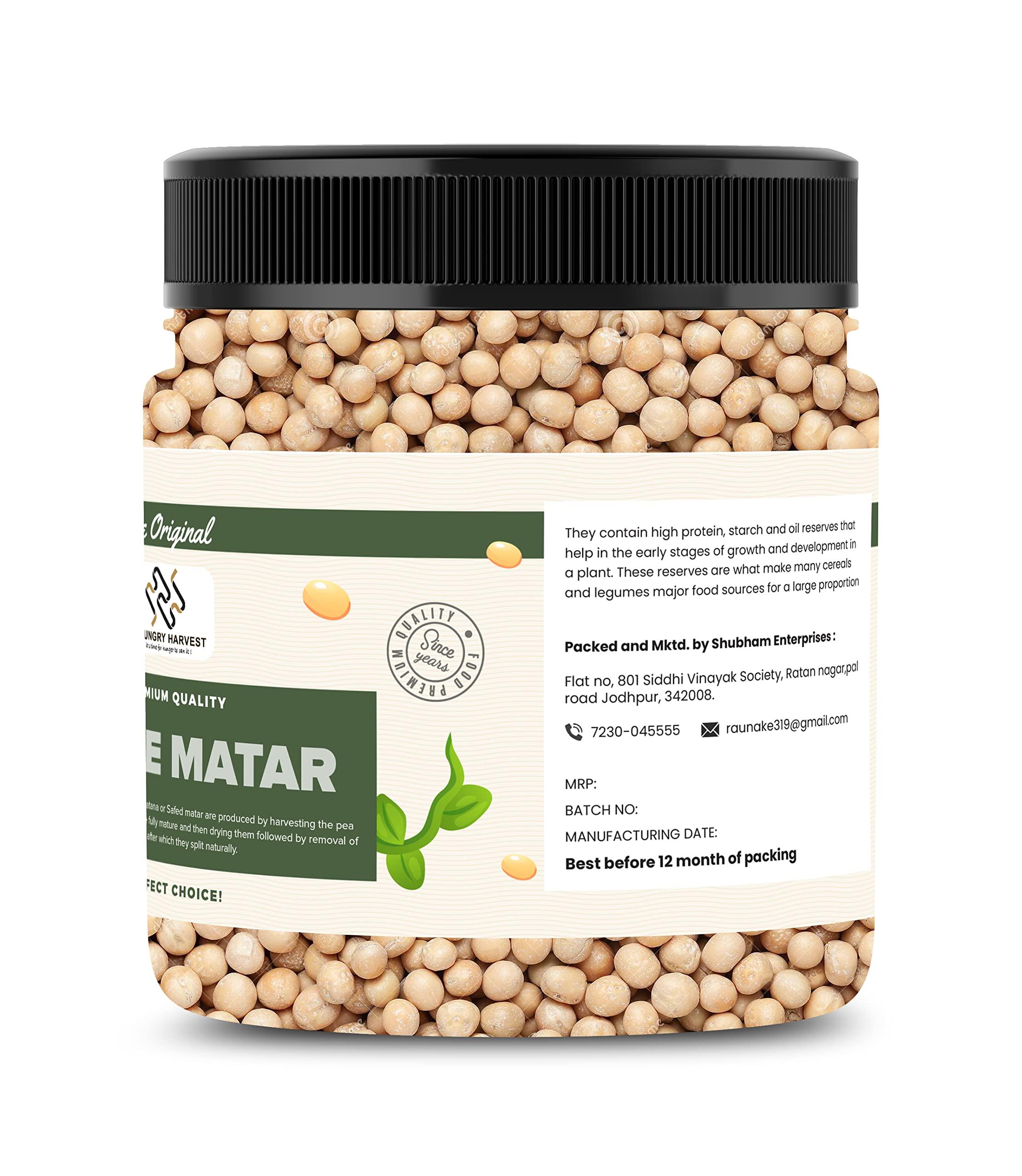 Hungry Harvest Hungry Harvest Safed Matar |Matar White| Dried White Peas|White Matar Vatana Matar Peas| Organic Peas||White Matar|1200 Grams (Pack of 4 of 300 Grams)| Jar Pack|