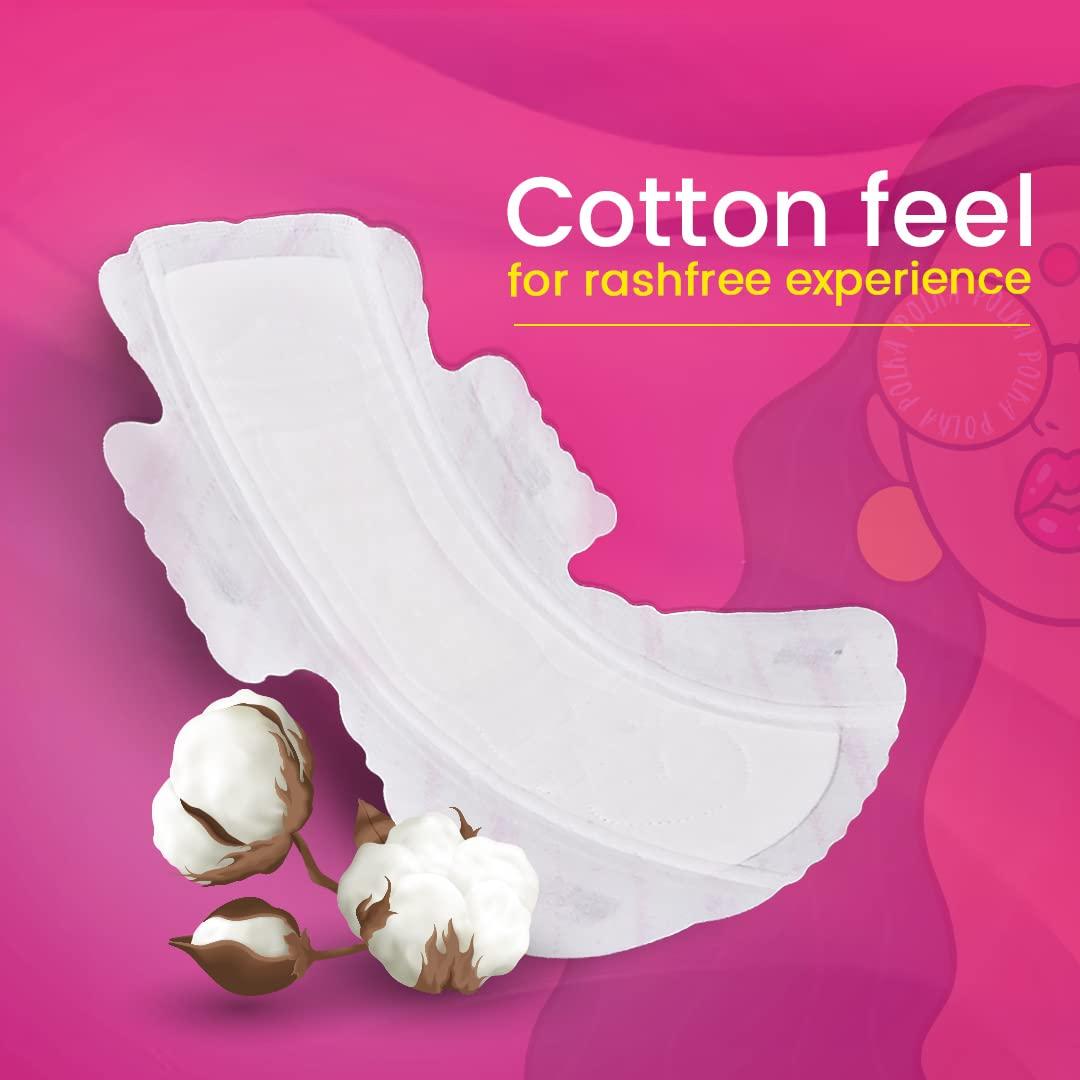 pinq polka PINQ POLKA Premium Sanitary Pads(XXL-330mm) with 25 (Large-180mm) Pantyliners for Discharge, Organic Cotton Soft Feel|Rash Free|Ultra Thin for Night & Heavy Flow Combo with Disposable Pouch, 35 Pieces