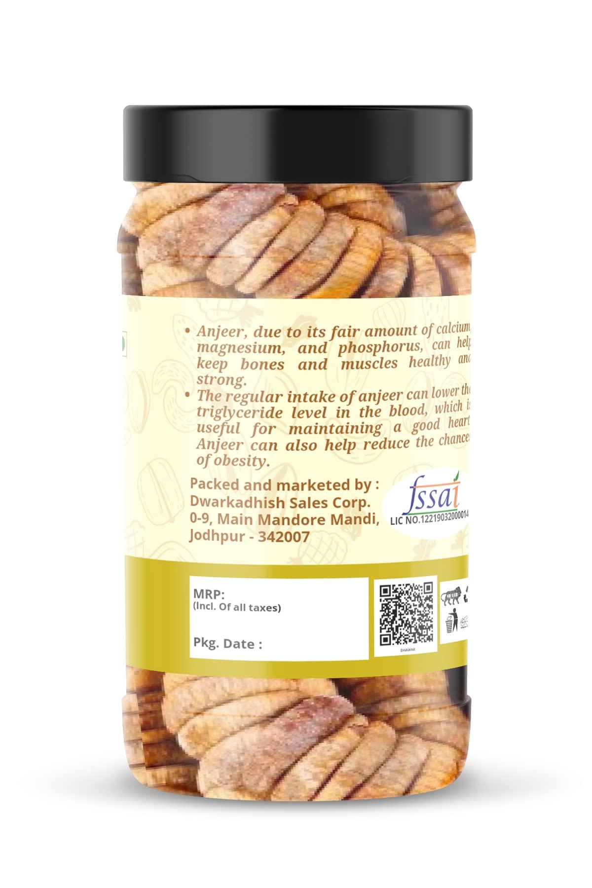 DHAWAK Dhawak Dried Figs Afghani Anjeer 500 gm Afghani Anjeer Big Size |Figs Dry Fruits Anjir (Dried Figs) Dry Fruits for Body Mass Loss, [Jar Pack]