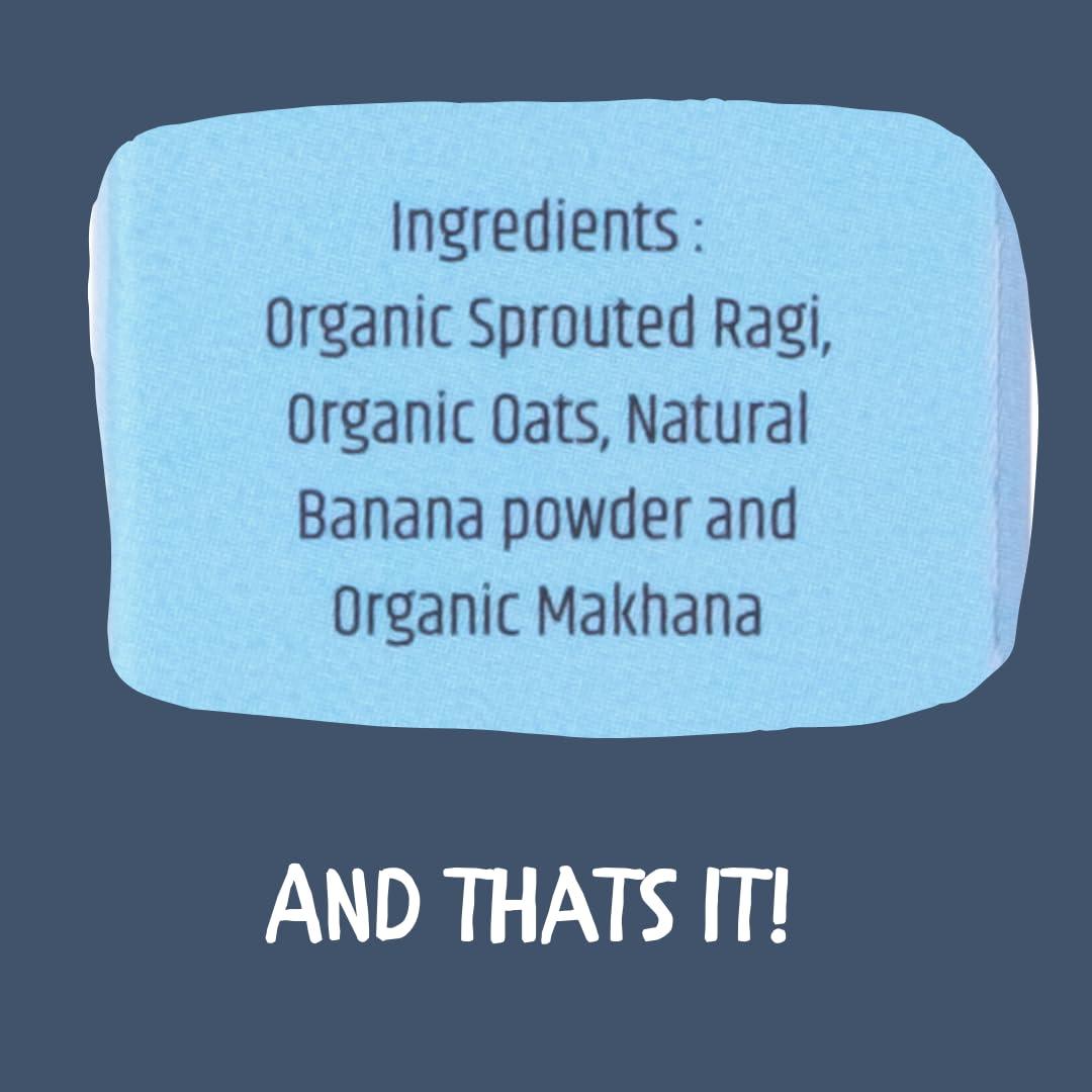 Daily NUM NUM Daily NUM NUM Organic Ragi Banana Oats | No Salt, No Sugar Ragi Cereals | Sprouted Healthy Raw Banana Baby food cereal | No Milk Powder | 200g pack