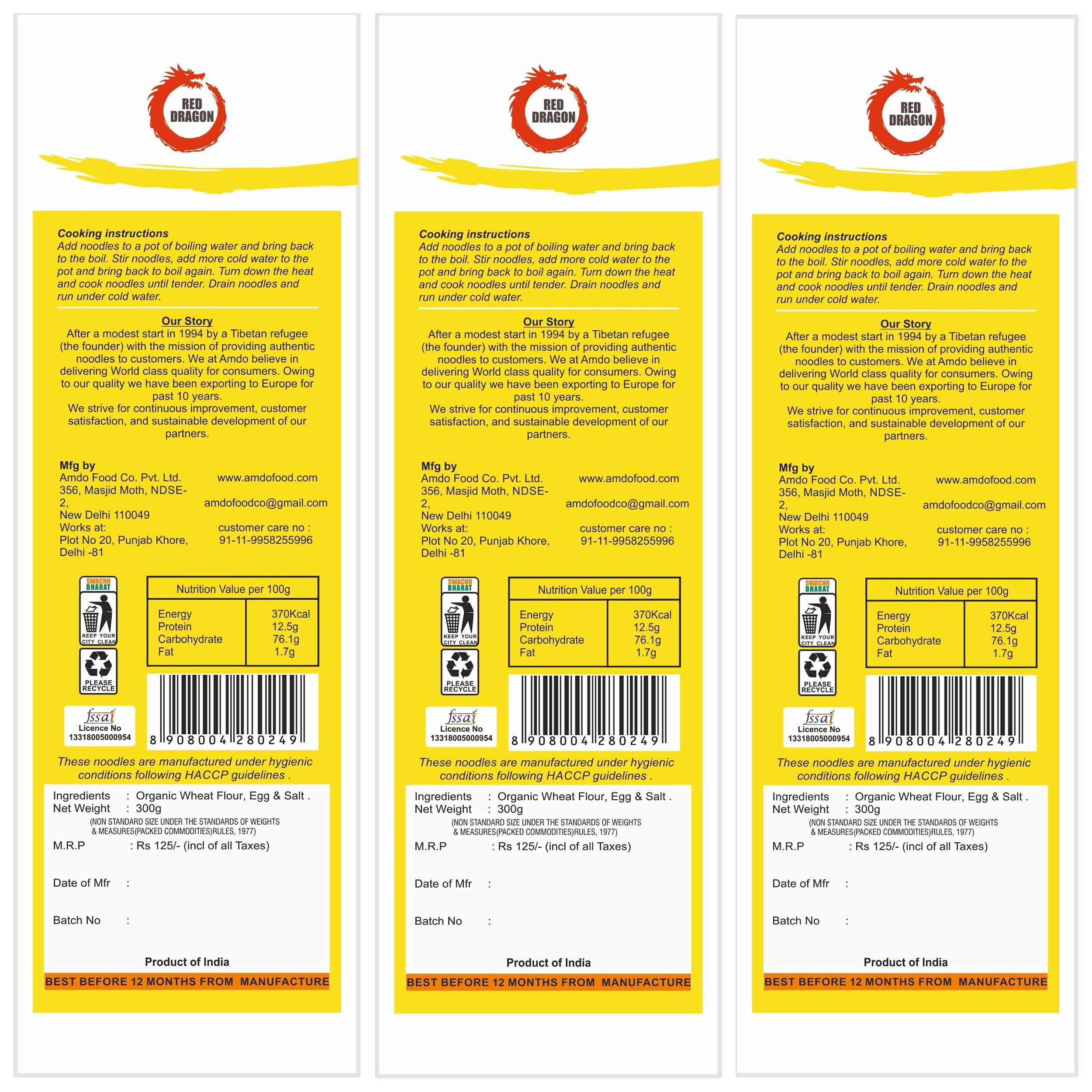 Red Dragon Red Dragon Japanese Ramen Noodles Fresh And Delicious Organic Tasty Cuisine 900G (Pack Of 3) |No Preservatives, Low Carb, 300 grams