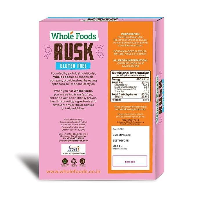 Whole Foods Whole Foods Gluten Free Cake Rusk 200 Gm | Contains Egg I Best Rusk in Category