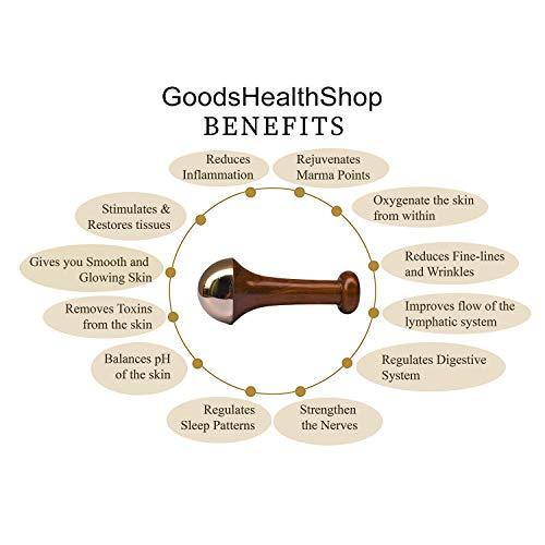 GoodsHealthShop GoodsHealthShop kansa wand face (Medium) With KumKumadi Oil BRONZE SIZE - 7.5 CM/bronze Foot Massager With Wooden Handle For Detoxification And Deep Relaxation (7.5, Natural)