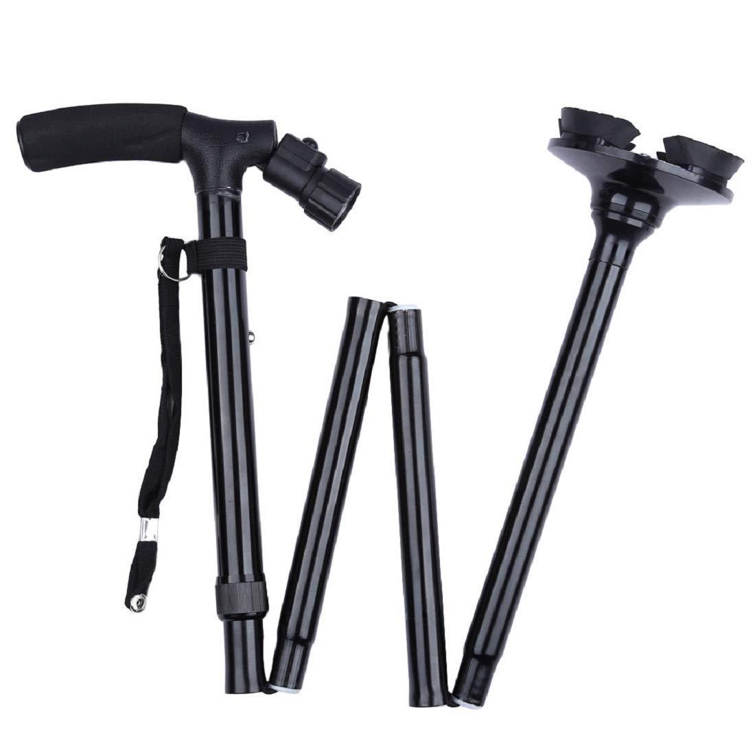 GOPINATH SHOPPE GPNT Trusty Cane - Sturdy Folding Cane with Built-in Lights Portable Old Man Stick Ultra-light Handle LED Light Folding Old Man Safety Walking Stick