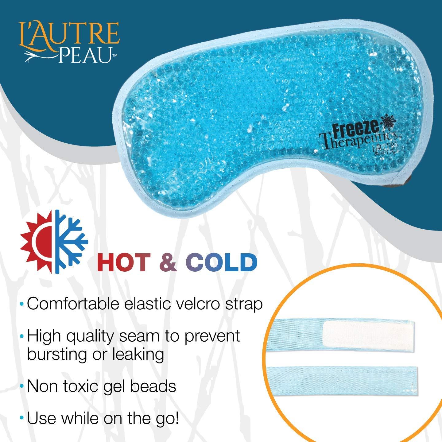 L\'AUTRE PEAU USA Merchant - Hot/Cold Plush Gel Bead Relief Wrap | Freeze Therapeutics by L\'AUTRE PEAU | Hot Or Cold Reusable Ice Packs with Flexible Beads (Blue Full Eye Mask)