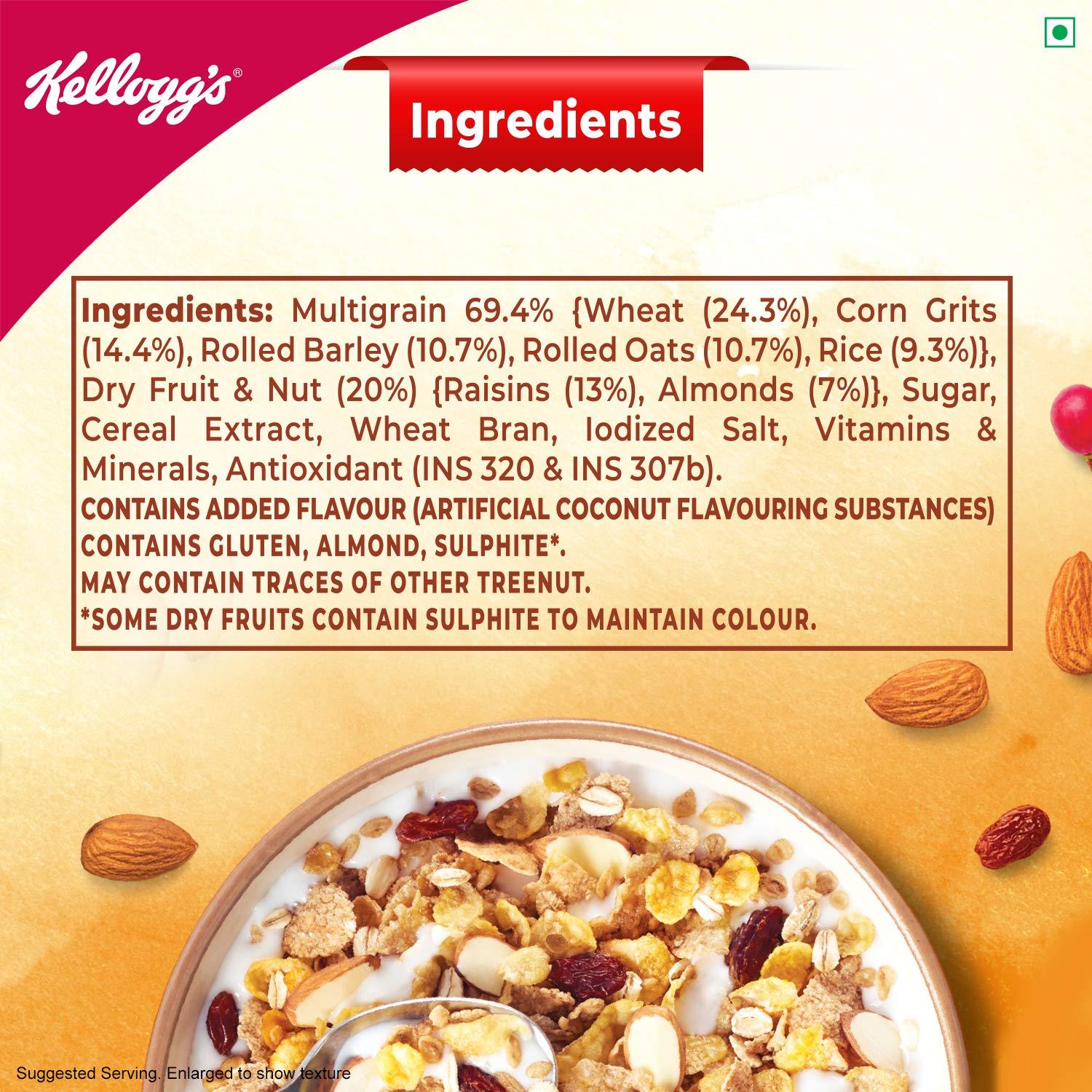 Kellogg's Kellogg\'s Muesli 20% Nuts Delight|Breakfast Cereal|High In Iron|High In Fibre|Naturally Cholesterol Free|240G Pack