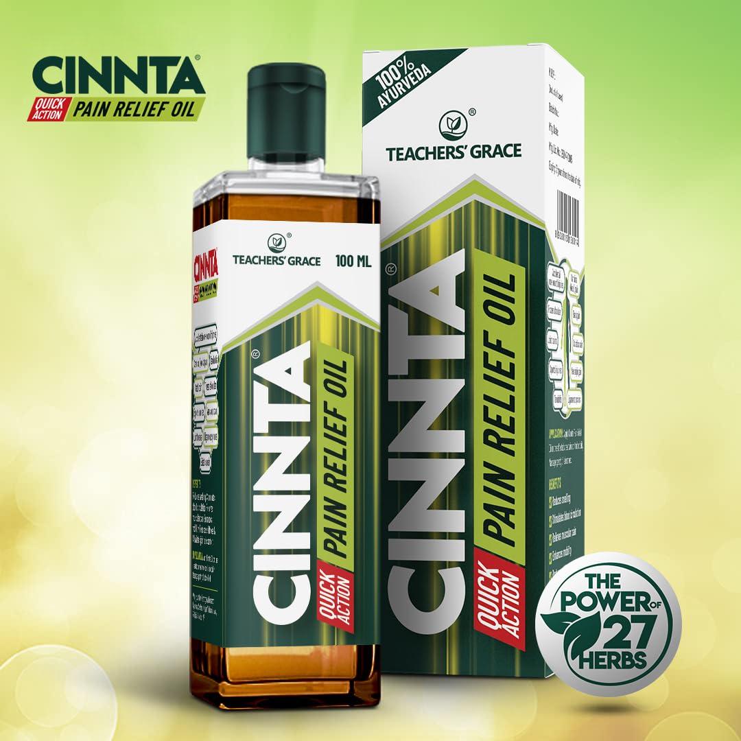 Teachers\' Grace Teachers\' Grace Cinnta Pain Relief Oil - 100ml (Pack of 1) | for Quick Relief from Body & Joint Pain | 27 Herbal Formulation | Anti Inflammatory