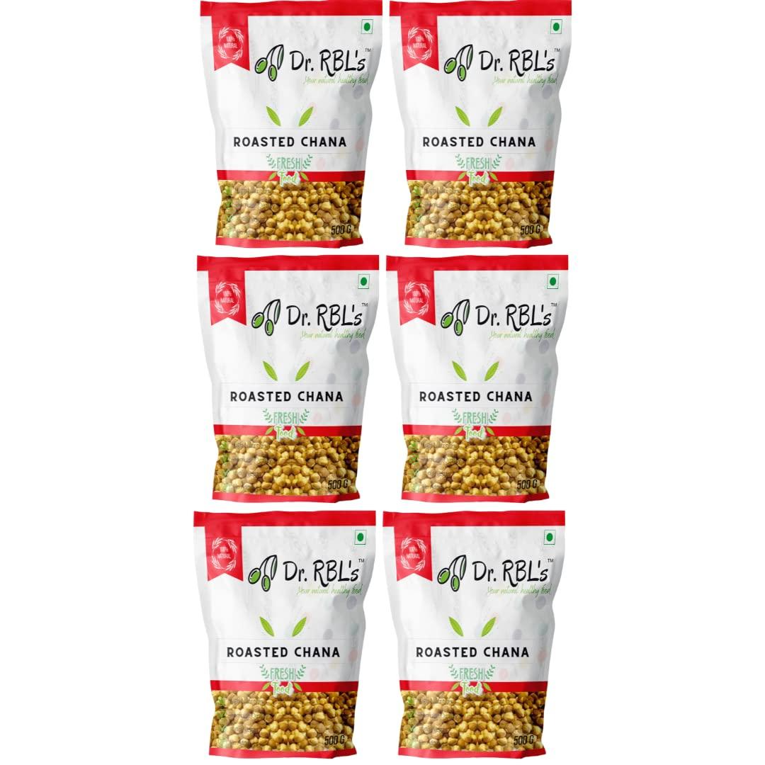 Dr. RBL's Dr. RBL\'s Roasted Chana (Bhuna Hua Chana) | Unsalted Roasted Gram/Chickpeas gram | Healthy Snack with High Protein, Fiber and Nutrients -Pack of 6 (3 KG)