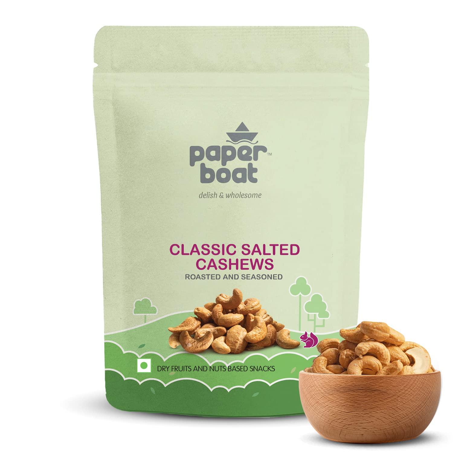Paper Boat Paper Boat Premium Smoked and Roasted Nuts with Himalayan Pink Salt, Almonds & Cashews Mix, Reusable Dry Fruit Jar 1kg & Paper Boat Classic Salted Cashews 200g | Freshly Roasted