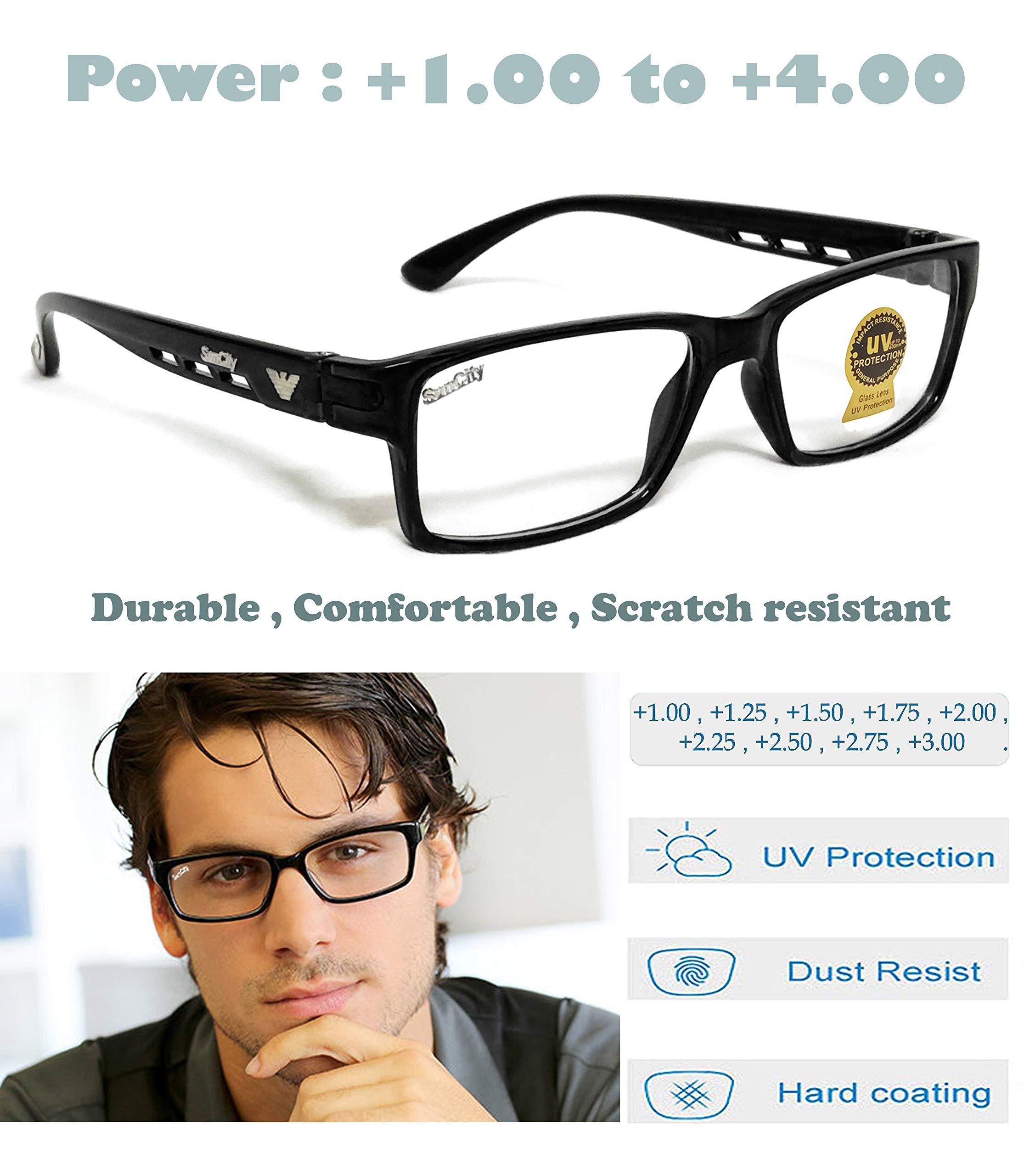 Sun City Sun City +1.00 to +3.50 Reading Glasses for Men and Women (+1.00 +1.25 +1.50 +1.75 +2.00 +2.25 +2.50 +2.75 +3.00 +3.50) (BLACK, 3.00)