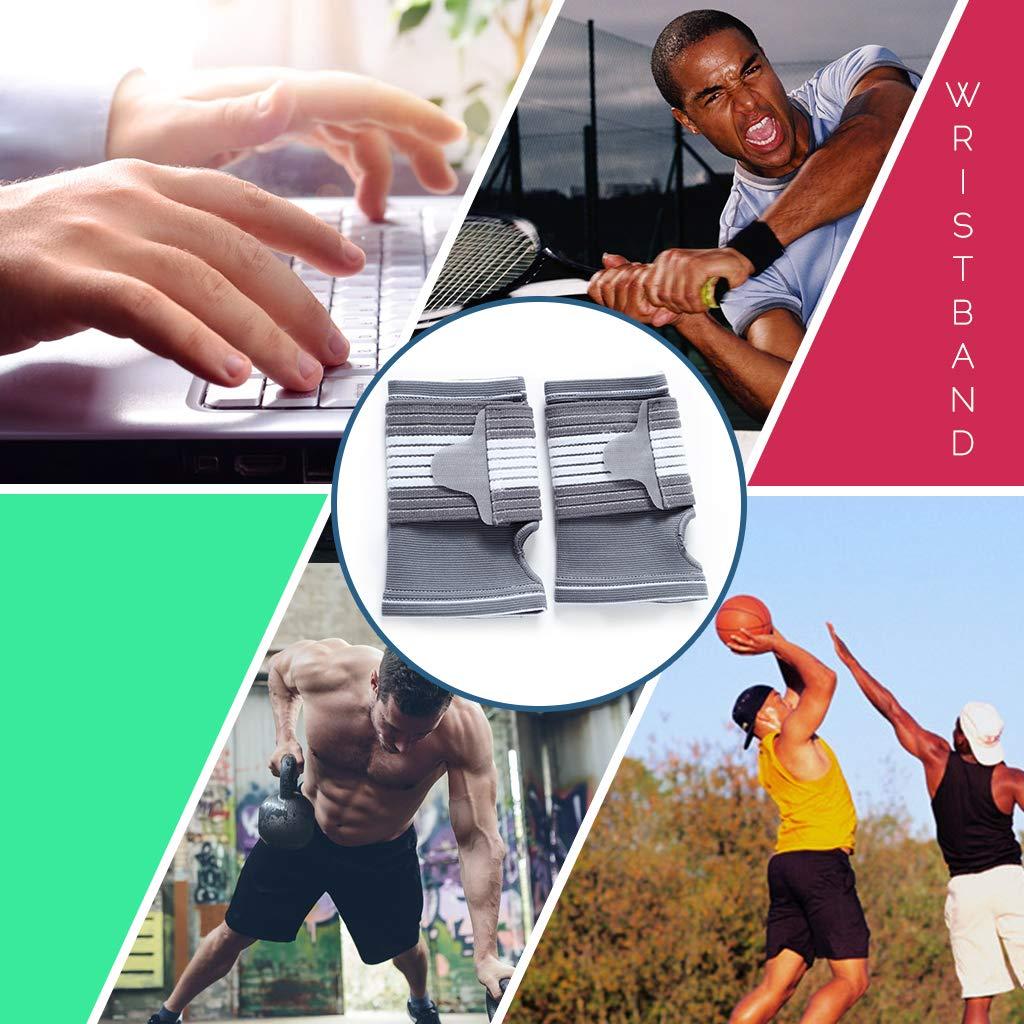 NEOtech Care Neotech Care Hand Palm Wrist Support (1 Pair) - Adjustable Compression Strap - Elastic & Breathable Fabric - for Tendonitis, Sport, Bowling, Boxing - Grey Color (Size M)