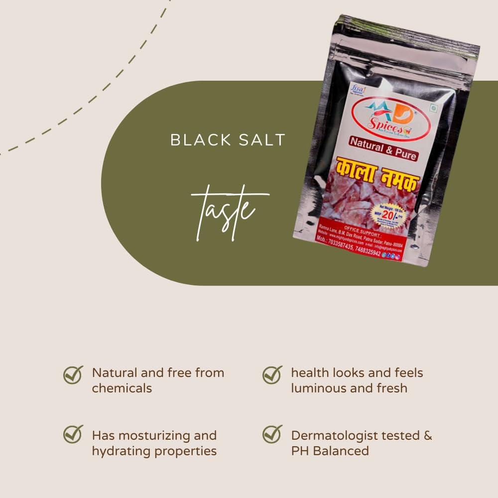 AD SPICES AD SPICES Natural & Pure Black Salt Powder | Kala Namak | Sanchal Powder | Zero added Colours, Fillers, Additives & Preservatives 100G (pack of 5)