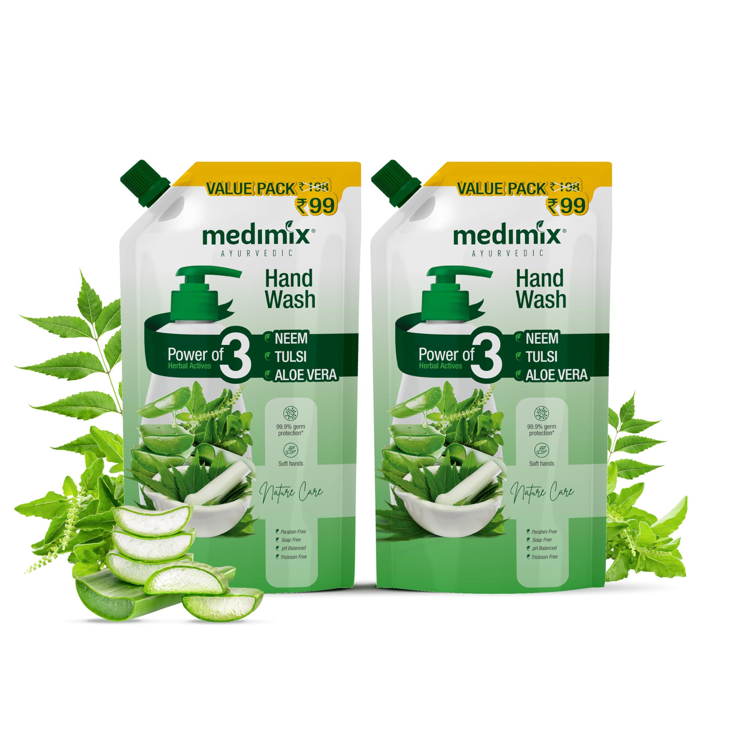 MEDIMIX AYURVEDIC Medimix Ayurvedic Nature Care Hand Wash Refill With Neem,Tulsi&Aloe Vera 175 Ml (Combo Pack Of 2)|For Soft&Odour-Free Hands|99.9% Germ Protection|Shop Herbal|Natural|Soap-Free|100% Vegan