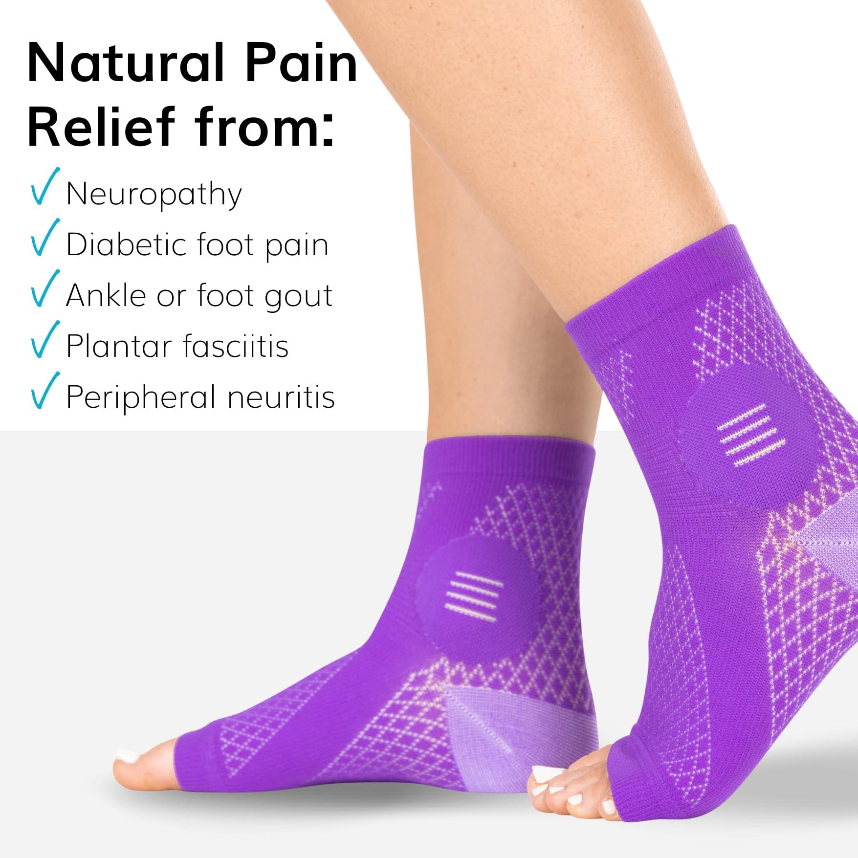 BraceAbility BraceAbility Neuropathy Socks for Women and Men - Toeless Compression Foot Neuropathy Socks, Peripheral Neuropathy Socks, Diabetic Neuropathy Socks, Arthritis Socks (XL - Purple)