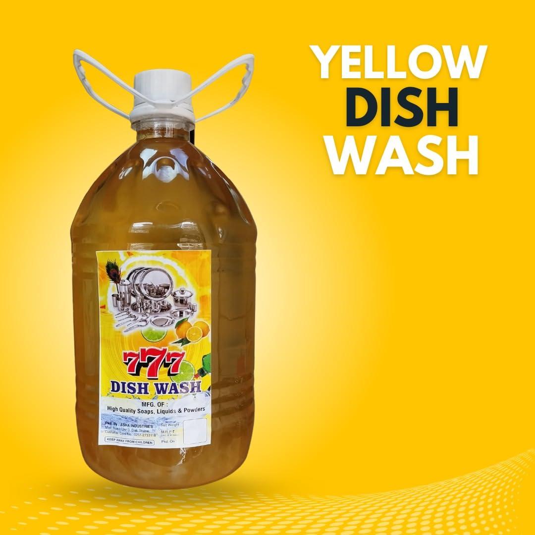 Asha Asha 777 Dish Wash Liquid Gel | Utensils Cleaner 5 L Lemon & active salt, Refreshing, Antibacterial, Leaves no residue,Fast Cleaner for all types of Utensils, Dishwasher Liquid, Refill Can