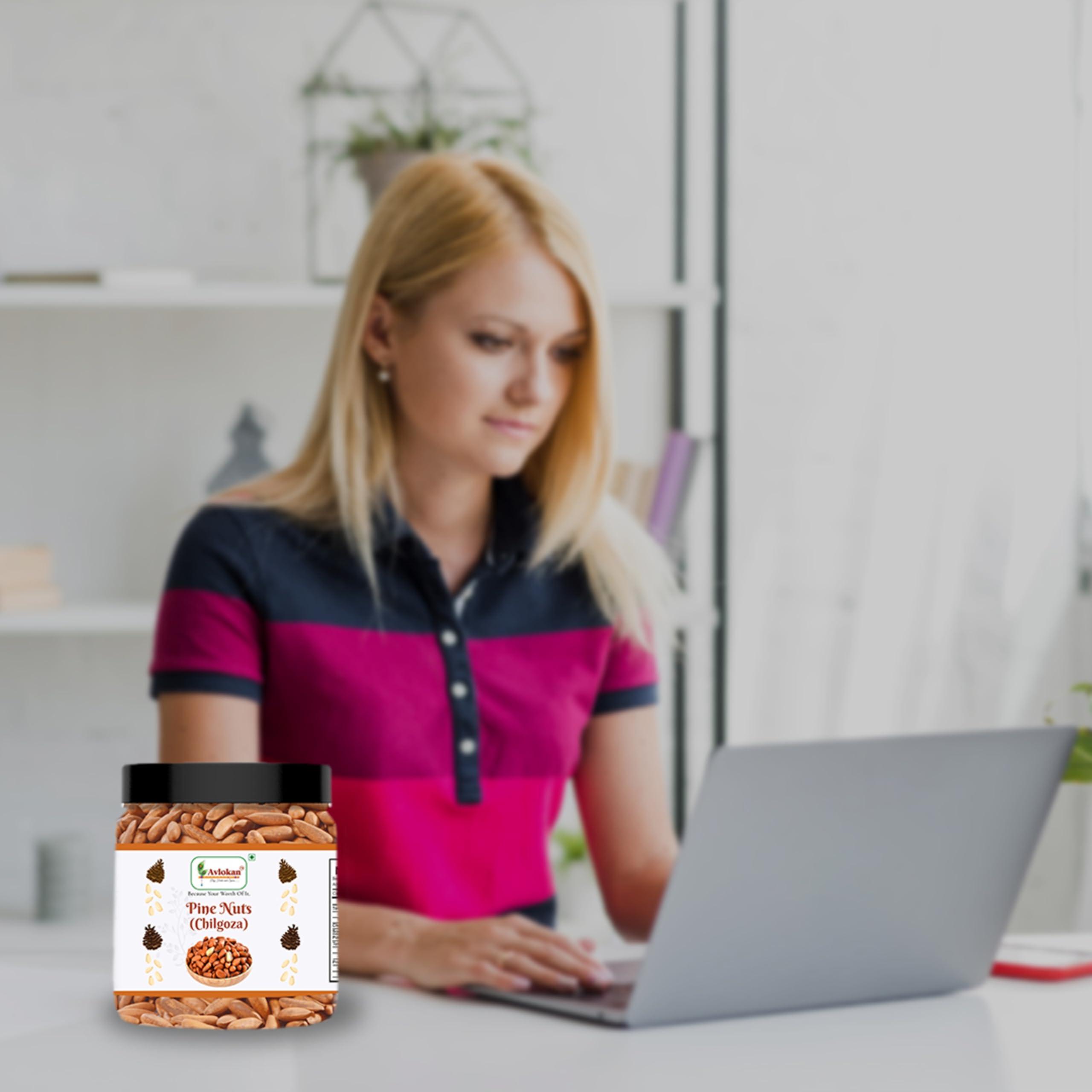 Avlokan Avlokan Premium Pine Nuts A Grade Jumbo Chilgoza With shell Dry Fruits (100gm)