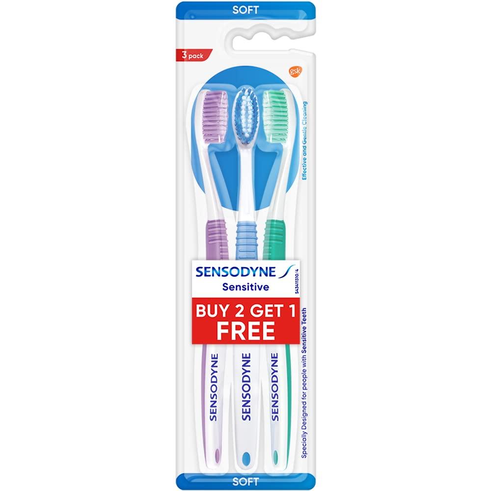 Sensodyne Sensodyne Toothpaste Rapid Relief Combo pack, 160 gm multi-pack (80 gm x 2) & Sensodyne Toothbrush, 3 pieces (Manual,Multicolor,Buy 2 Get 1 free) COMBO