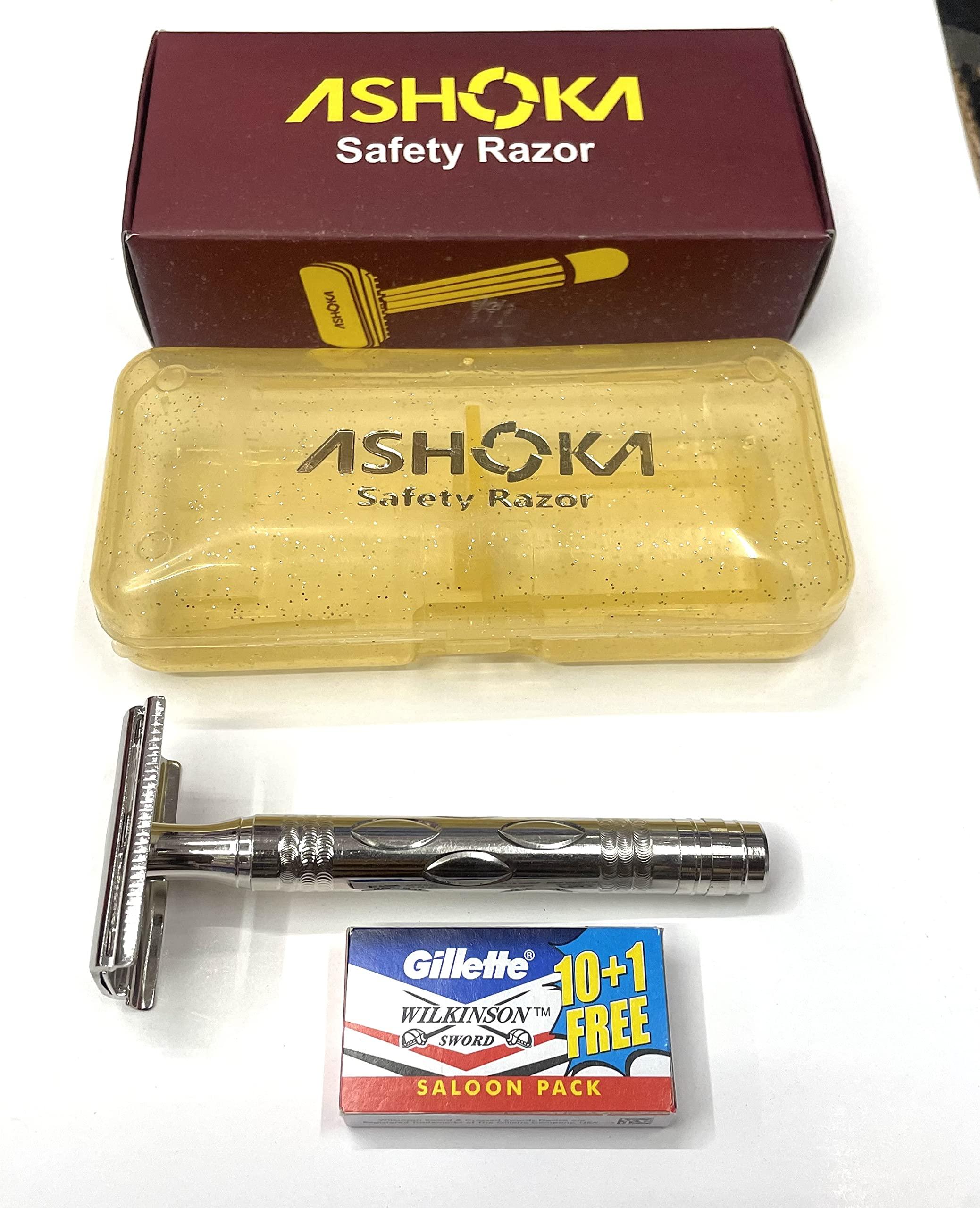 Ashoka Ashoka Men Double Edge Brass Safety Razor (Silver) - A558