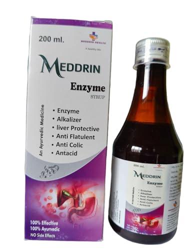 MEDDRIN HEALTH Meddrin Health enzyme syrup 100% NATURAL & AYURVEDIC Digestive Tonic Enriched With 40 Digestion Enzymes Supplement for Gas & Acidity, Constipation, Bloating, and Improve Immune System 200 ml