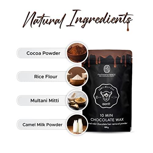 FAITH & PATIENCE FAITH & PATIENCE 10-Minute Chocolate Hair Removal Wax Powder Full Body, Easy Home Use, Chemical-Free, No Irritation Or Rashes For Men & Women (100G)