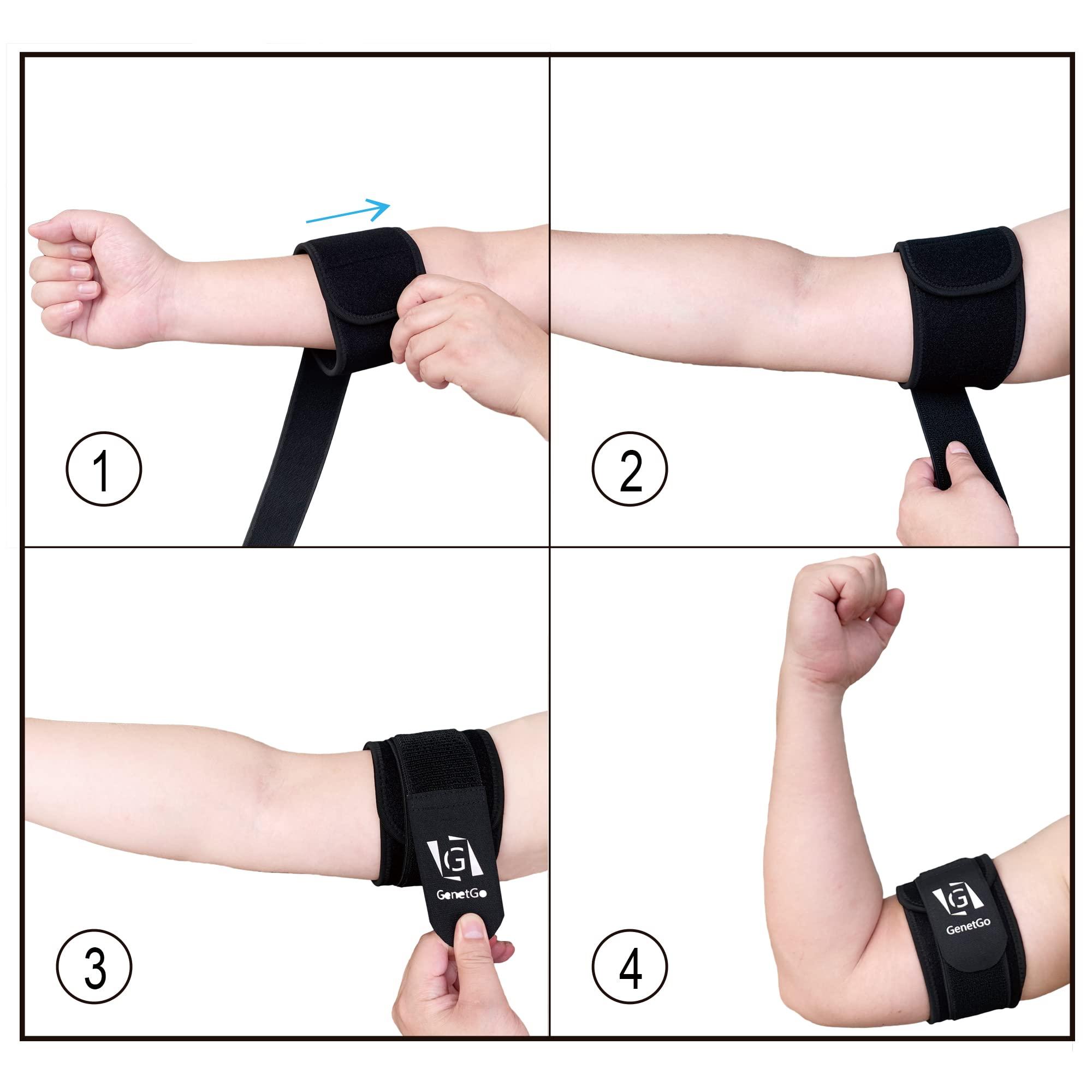 GenetGo Bicep & Tricep Tendonitis Brace Compression Sleeve - Pain Relief for Bicep and Tricep Muscle Strains, Upper Arm Support (S/M Width-3\")