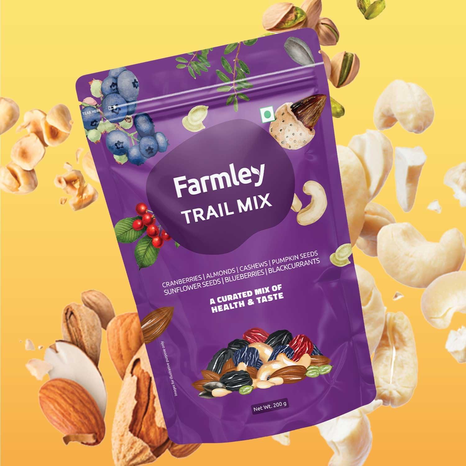Farmley Farmley Trail Mix Dry Fruits 200g | Dried Berry Mix 200g | Protein Rich Seed Mix 200g | Total 600g | Mix Dry Fruit Snack Combo