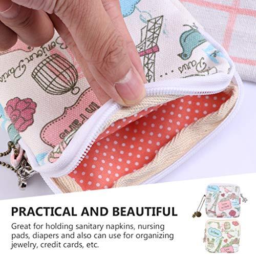 Artibetter ARTIBETTER 2pcs Menstrual Pad Napkins Bag Pouch Nursing Pad Holder Sanitary Napkin Bag Small Zipper Pouch Coin Purse for Women and Girls (Random Pattern)