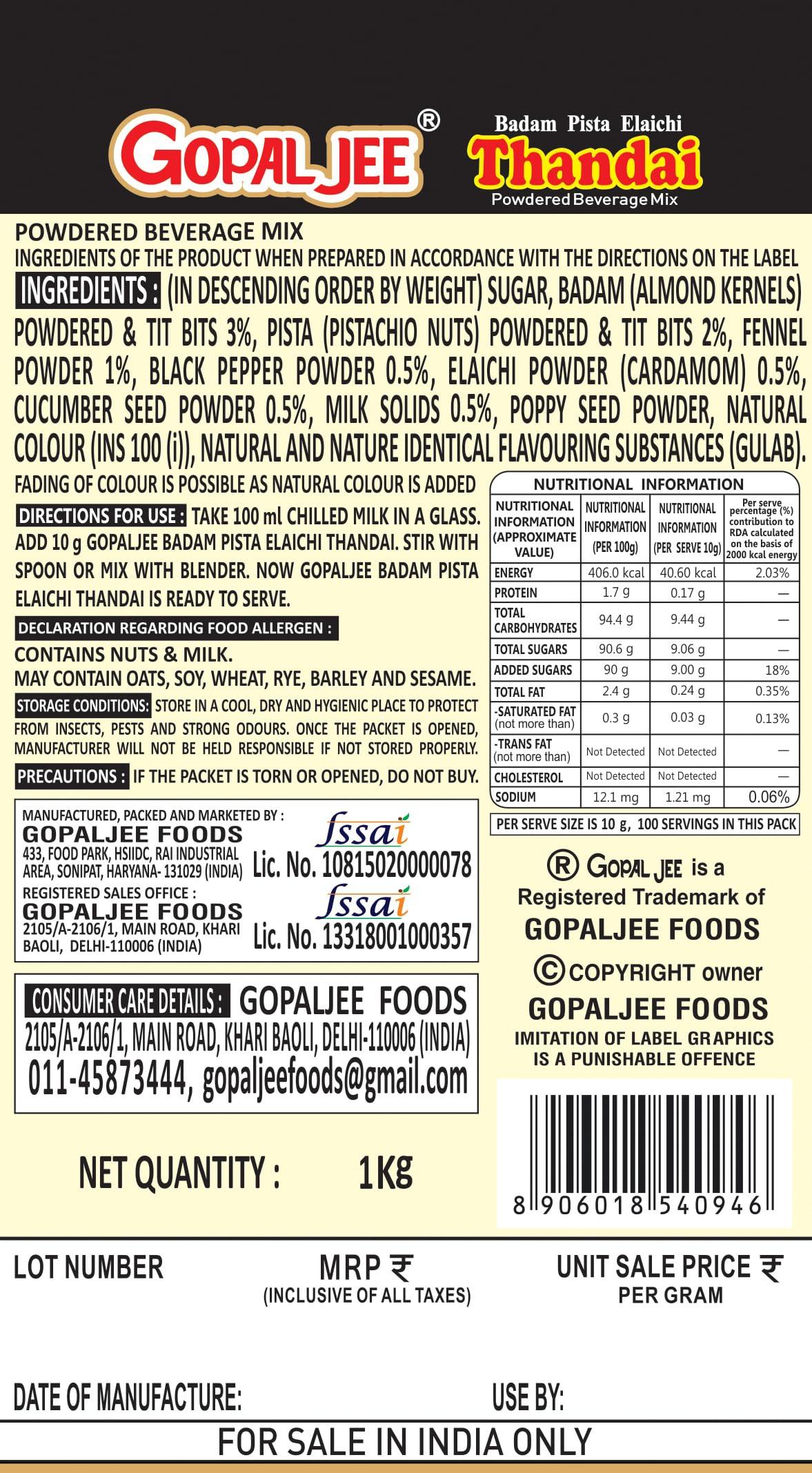 gopaljee gopaljee Thandai with Badam, Pista, Elaichi 1kg