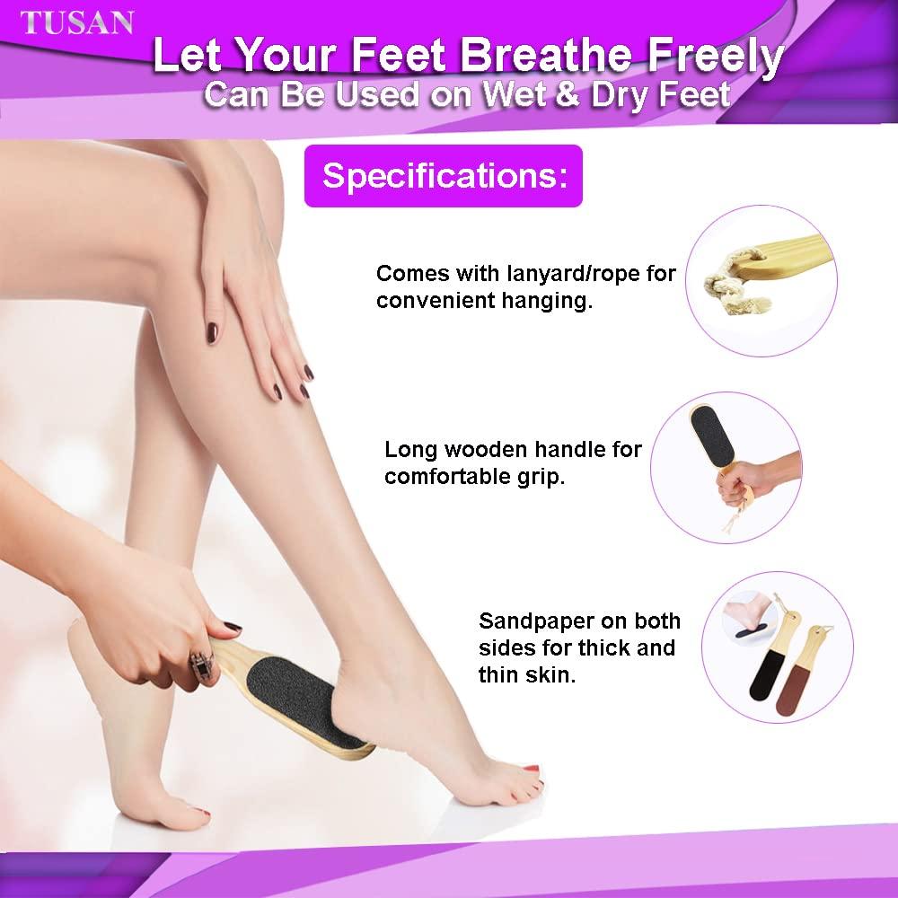TUSAN TUSAN Premium Foot Scrubber For Dead Skin | Pedicure Brush Feet Dead Skin Remover Double Sided Wooden Callus Remover For Feet, Repaire Cracked Heels, Dry and Thick Rough Skin, and Foot Corns.