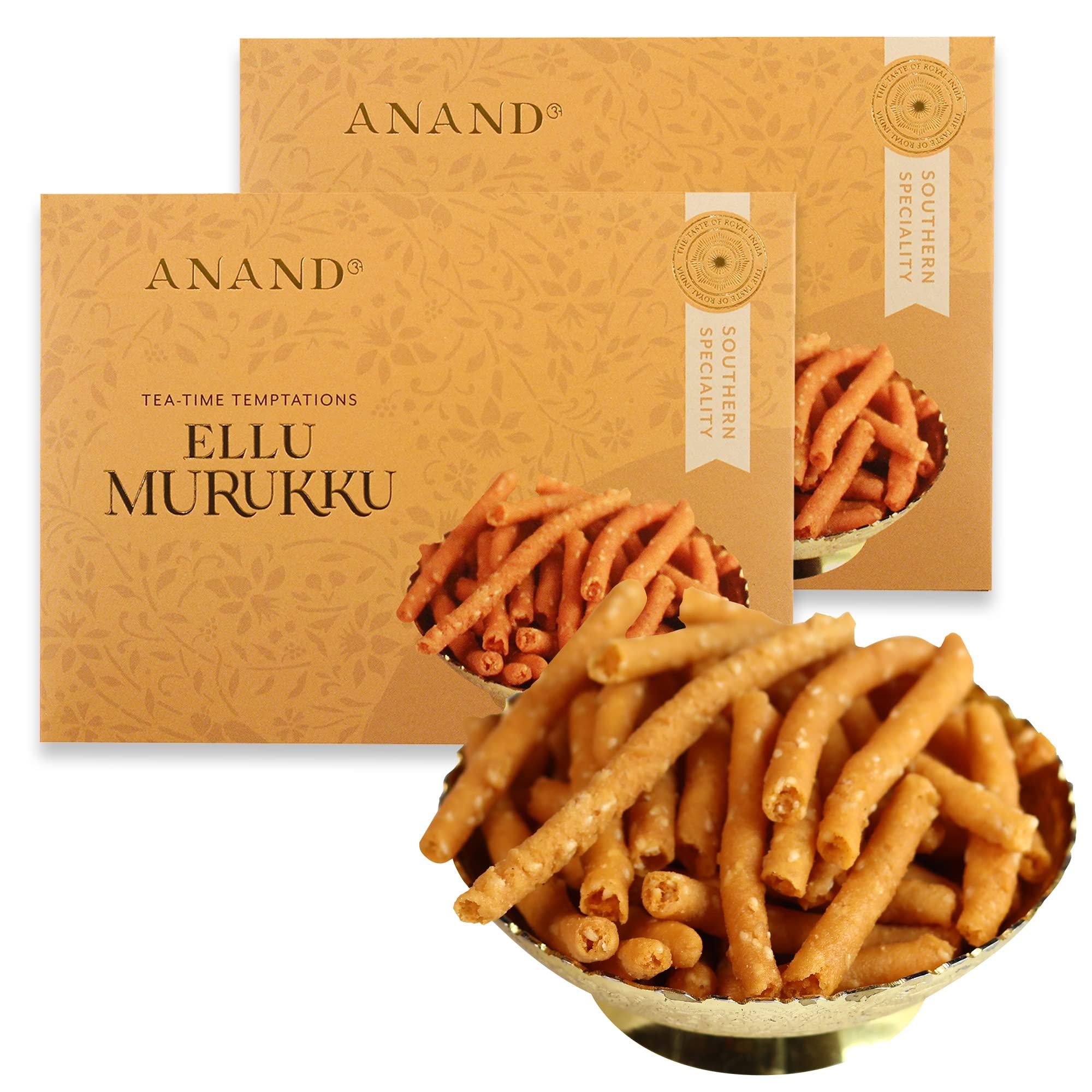 ANAND ANAND Ellu Murukku | Indian Snacks | Delicious, Chrunchy Namkeen, Ready to Eat | Cholesterol Free, No Trans Fats, No Preservatives | (Pack of 2x200 gram)