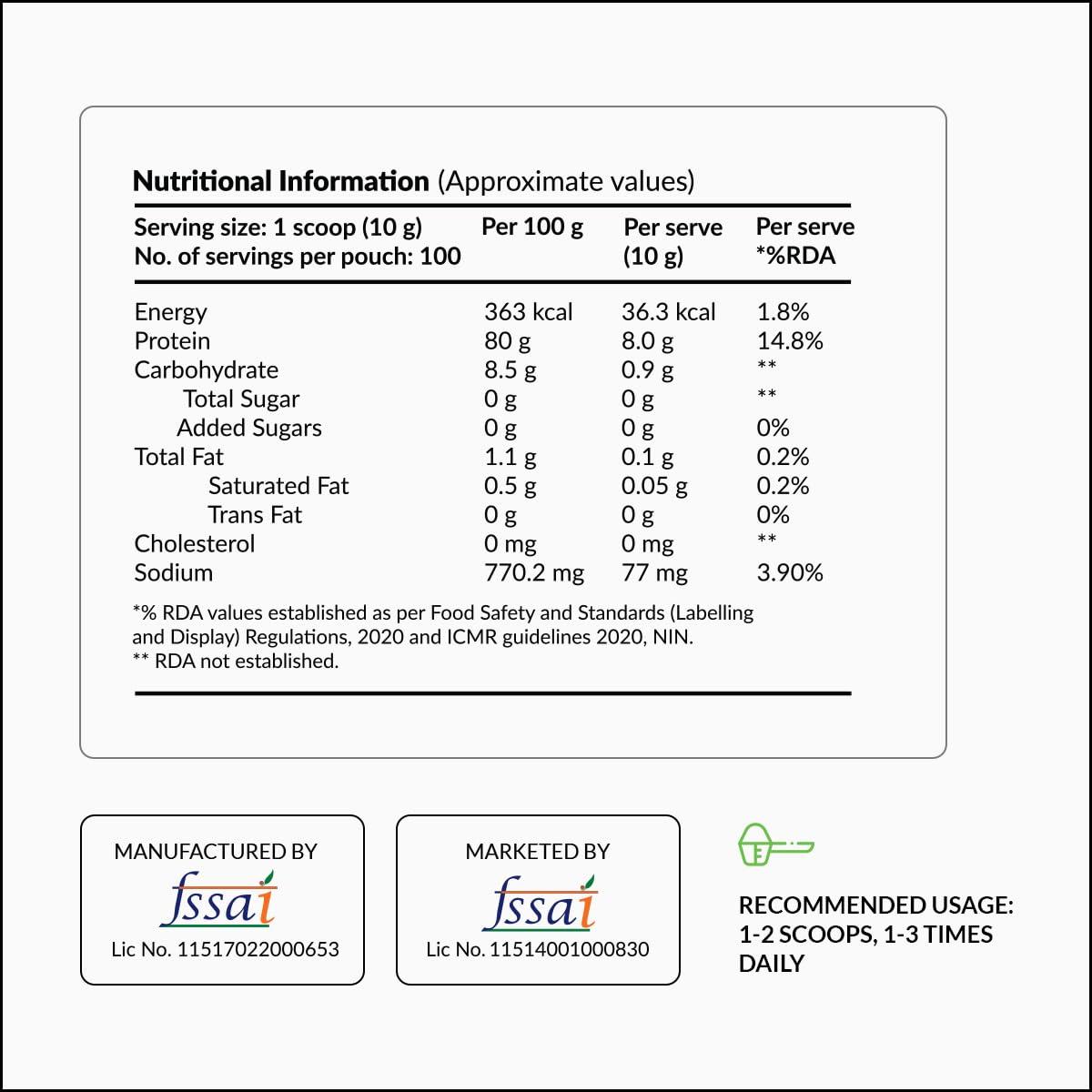 NUTROVA NUTROVA Pea Protein Powder, Vegan Protein Isolate - No Added Sugar, Artificial Sweeteners or Flavours, Vegan & Gluten-free - Easy to Mix (300gm) 80% protein content, 8g of protein in every 10g scoop
