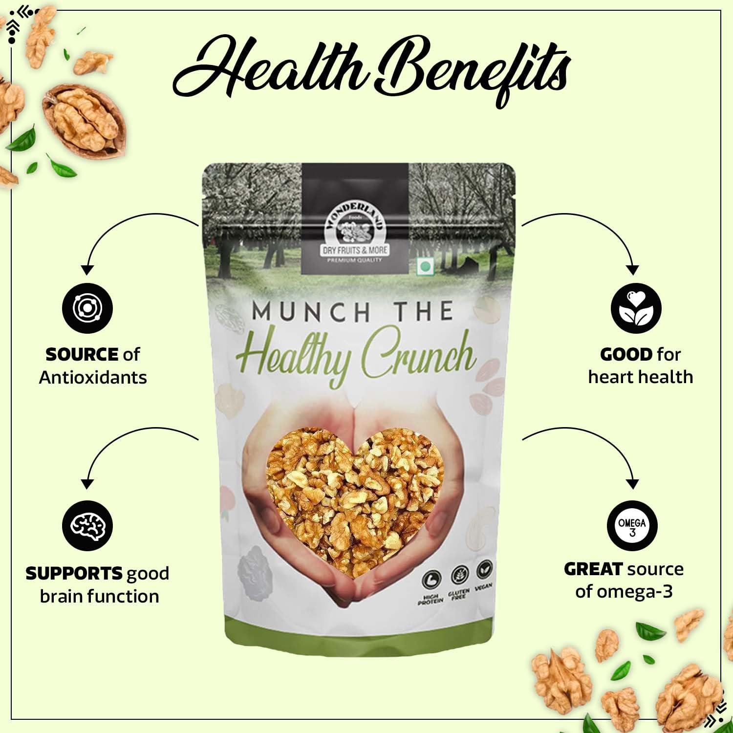 WONDERLAND FOODS (DEVICE) WONDERLAND FOODS (DEVICE) Natural Dried Broken Walnut Kernels (Akhrot Giri) 400G Pouch|Rich In Protein & Antioxidants|Low Calorie Nut|Dry Fruit For Snacking & Baking