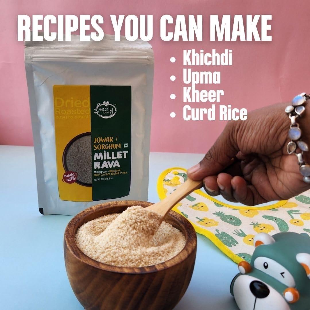Early Foods Early Foods : Assorted Pack of 3 - Millet Rava (Sprouted Ragi, Jowar & Little Millet Rava) 250 g x 3
