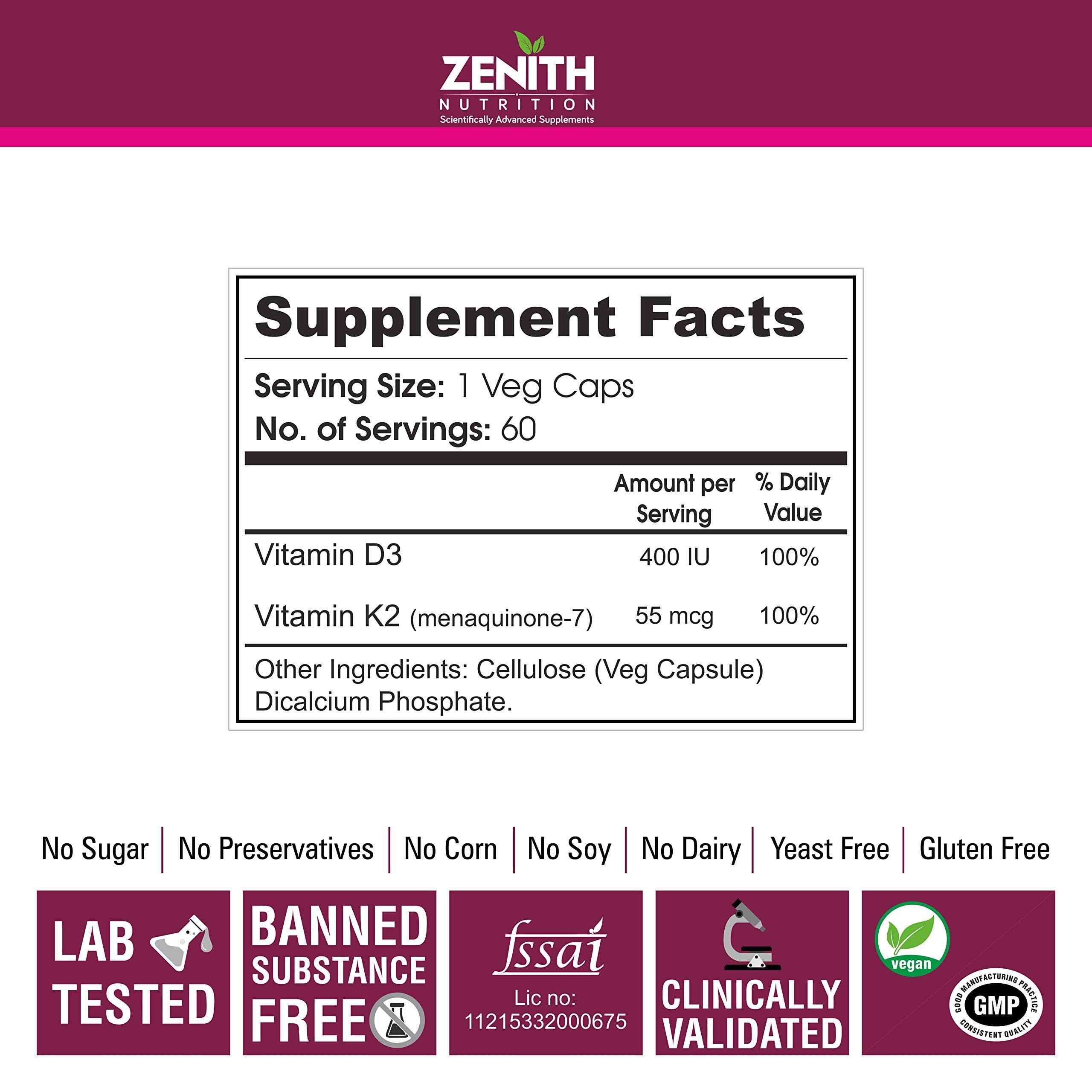 Zenith Nutrition Zenith Nutrition Vitamin D3 & K2 60 Veg caps | Bone Health | Boosts Immunity