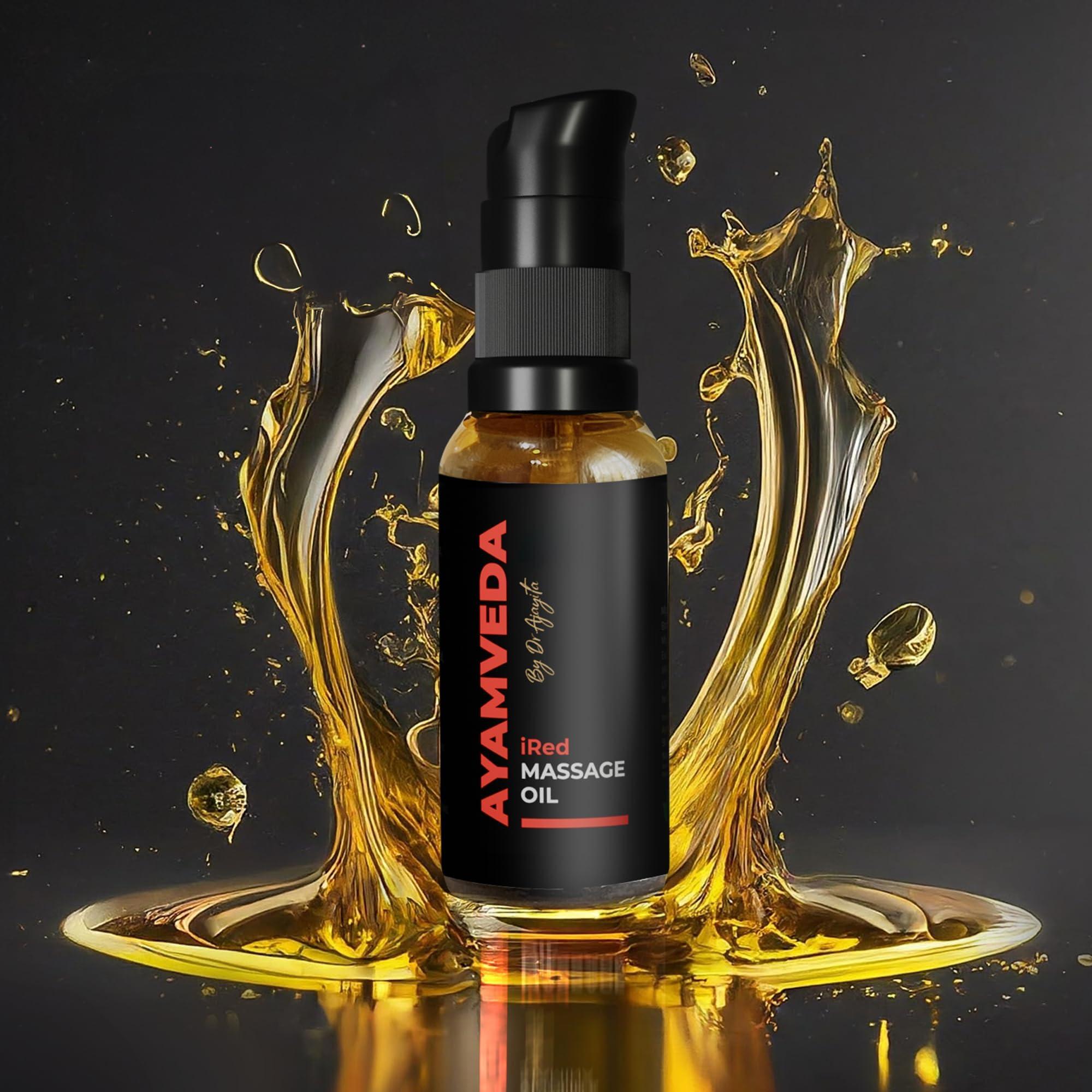 AyamVeda AyamVeda by Dr.Ajayita - iRed Massage Oil For Men with 60+ Premium herbs like Ashwagandha I Strength and Stamina Destroyer of Weakness (60 Days Pack) For External Use Only | No Side Effects