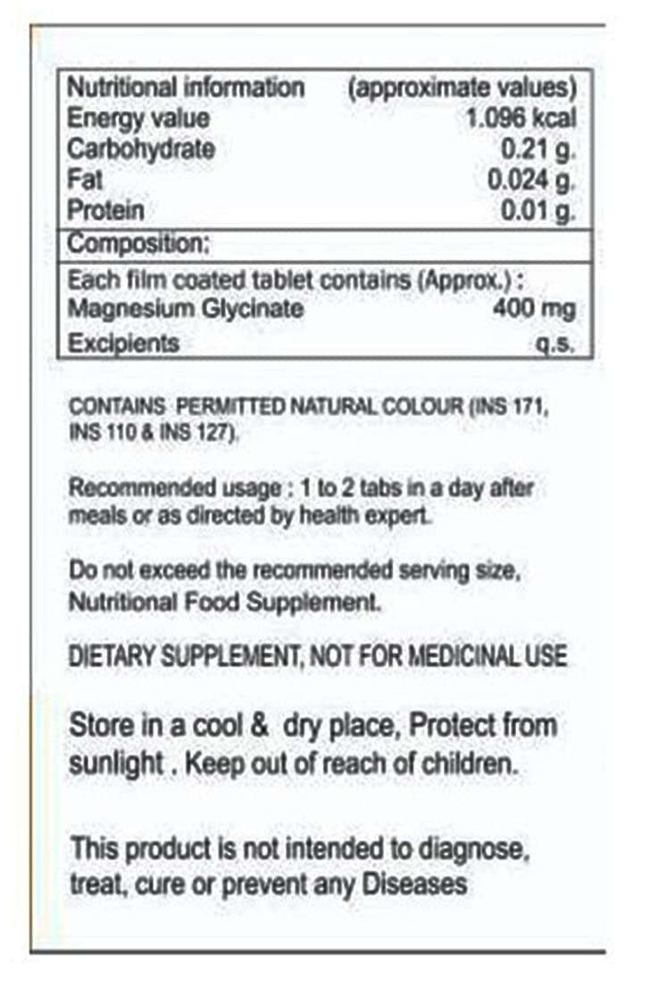 Healthy Paleo Healthy Paleo Magnesium Glycinate tablets for 100 days (50 tablets, Serving size-Half (1/2) Tablet/day) 100% Vegetarian that help maintain health, especially in your brain, heart, and muscles.
