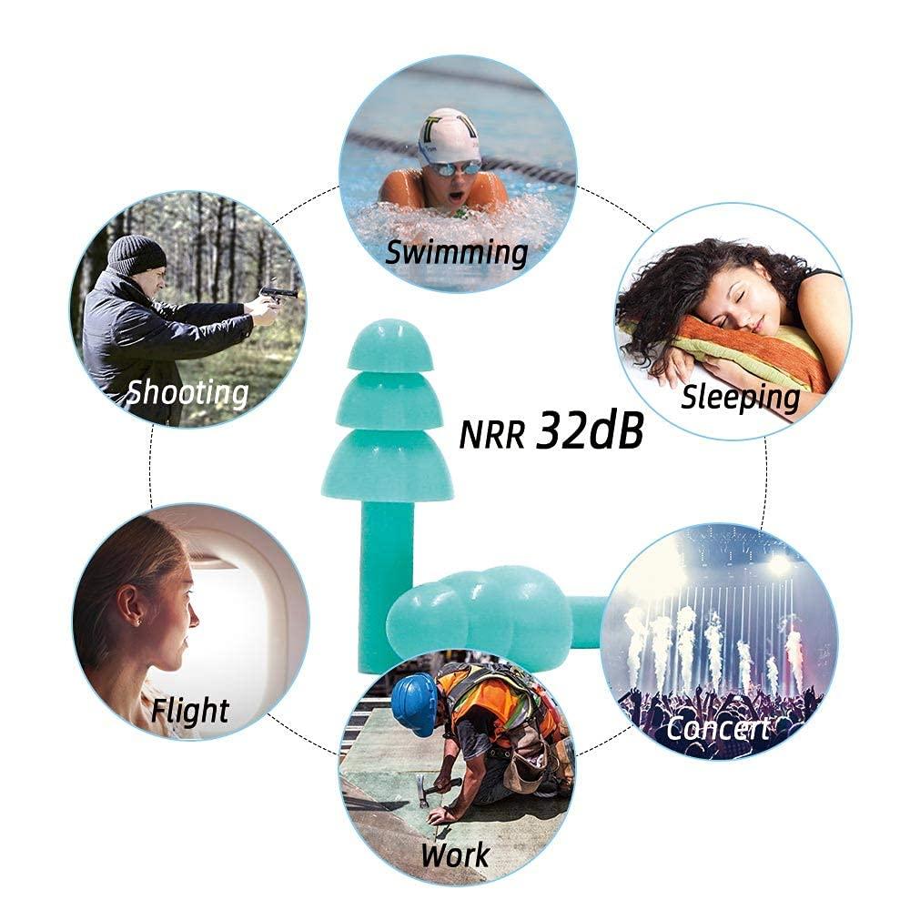 LYSIAN LYSIAN Ear Plugs For Sleeping Swimming Shooting - Silicone Noise Cancelling Earplugs 3 Pairs Individually Wrapped 32Db Highest Nrr