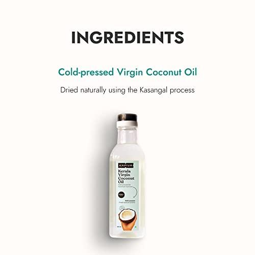 Kapiva Kapiva Virgin Cold-Pressed Coconut Oil | 100% Pure, Organic & Edible | For Cooking, Skin & Hair Health, Oil Pulling (500ml)