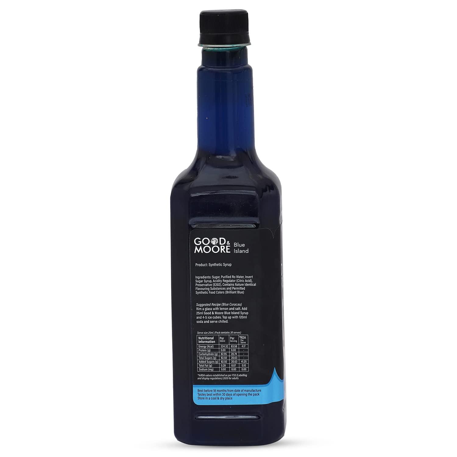GOOD+MOORE GOOD&MOORE Combo of 2 | Blue Island, Spicy Jamun | For Cocktail, Mocktail, Sodas, Ice-teas and more | Concentrated Syrup | Premium Syrup | (750ml x 2)